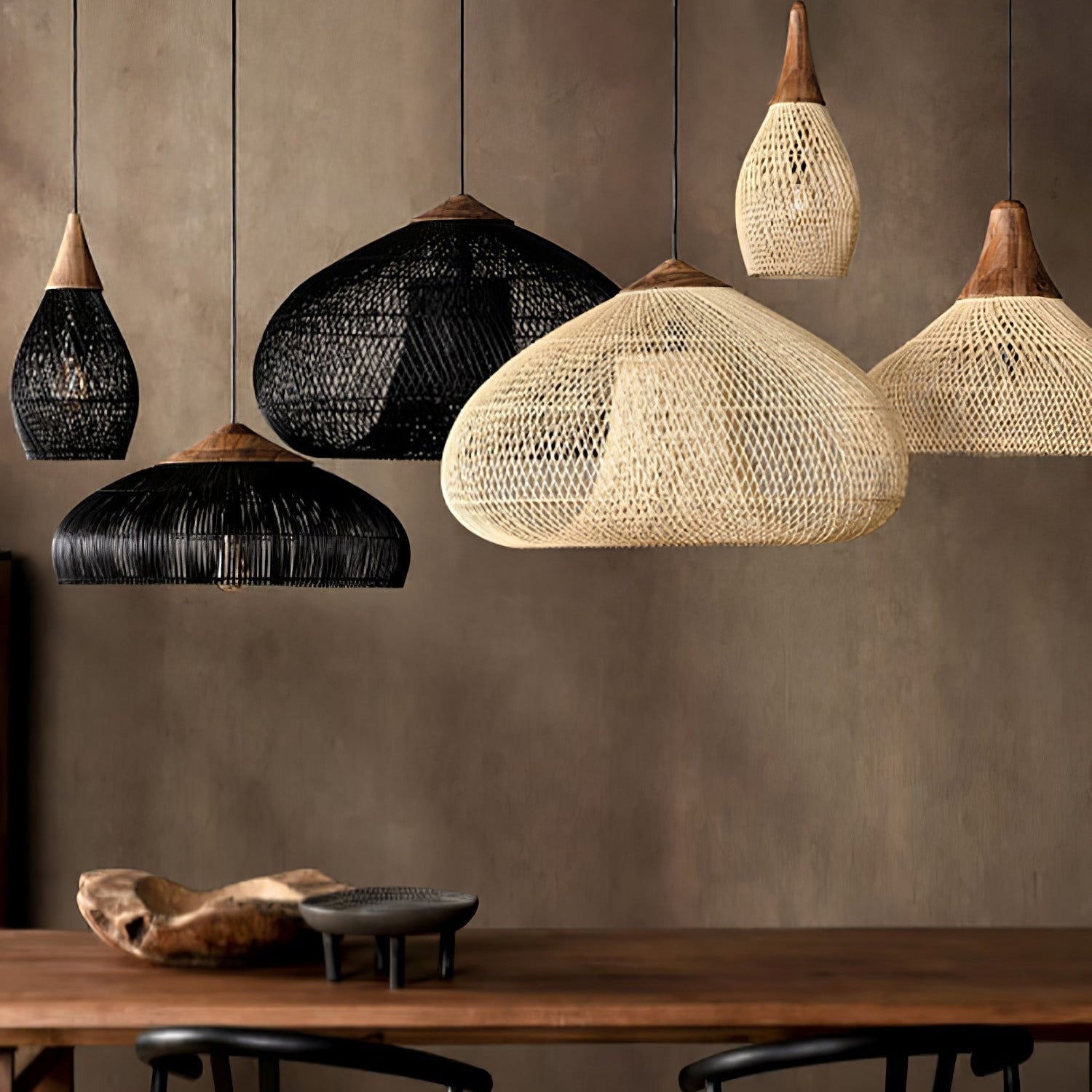 Evelyn Braided Rattan Livingroom Pendant Lamp - Lamp Copper