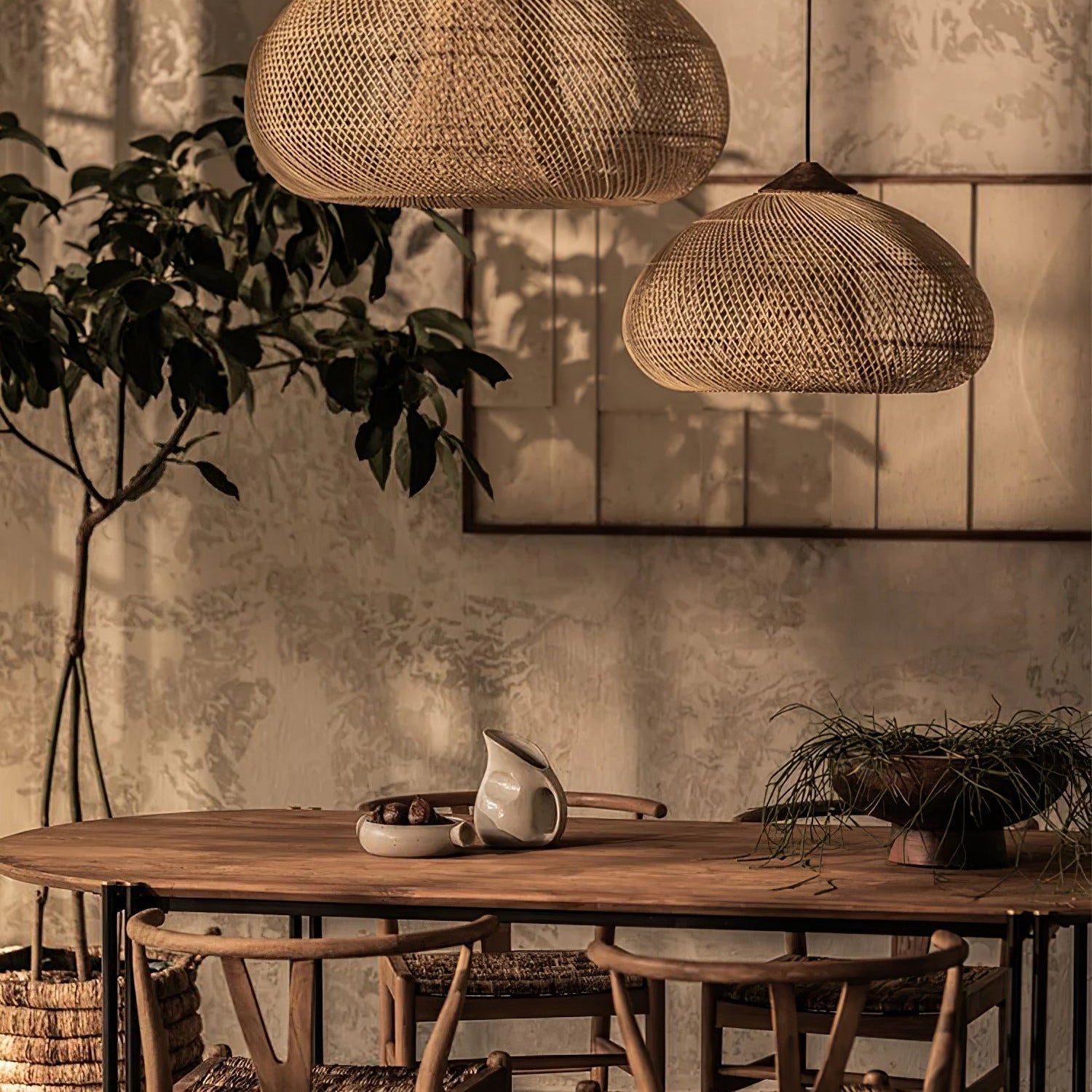 Evelyn Braided Rattan Livingroom Pendant Lamp - Lamp Copper