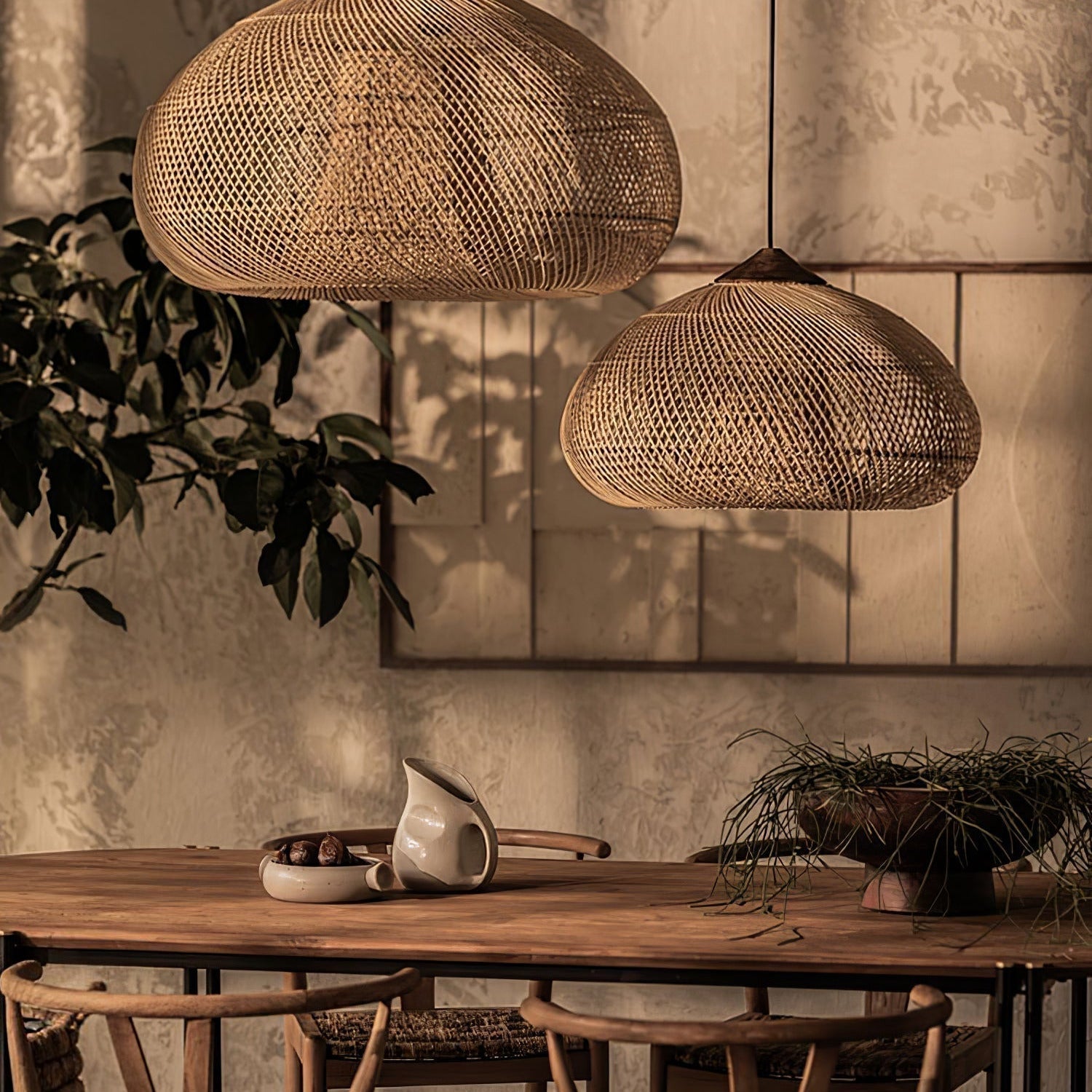 Evelyn Braided Rattan Livingroom Pendant Lamp - Lamp Copper