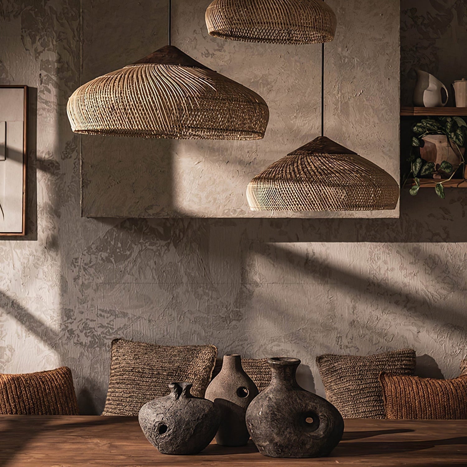 Evelyn Braided Rattan Livingroom Pendant Lamp - Lamp Copper