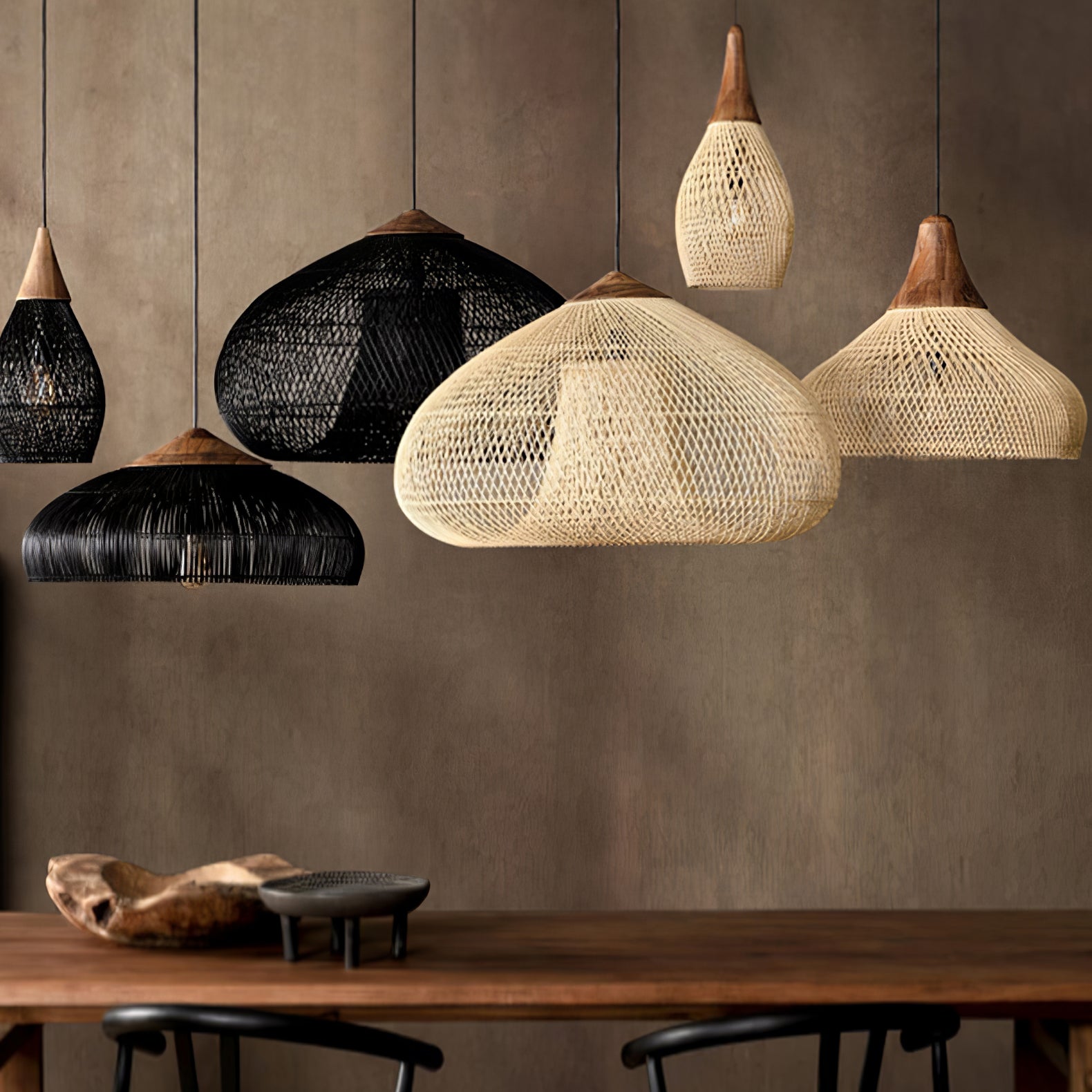 Evelyn Braided Rattan Livingroom Pendant Lamp - Lamp Copper