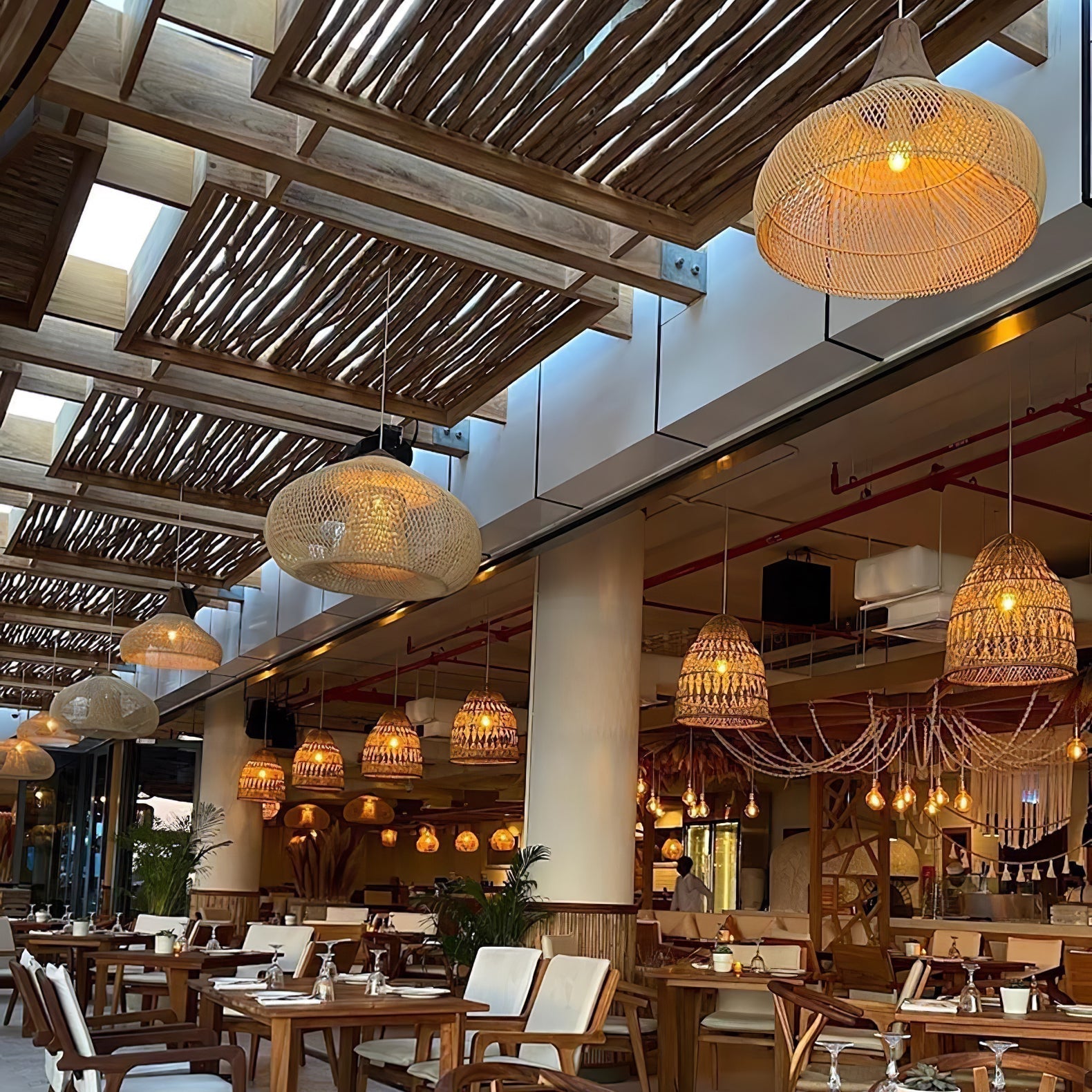 Evelyn Braided Rattan Livingroom Pendant Lamp - Lamp Copper