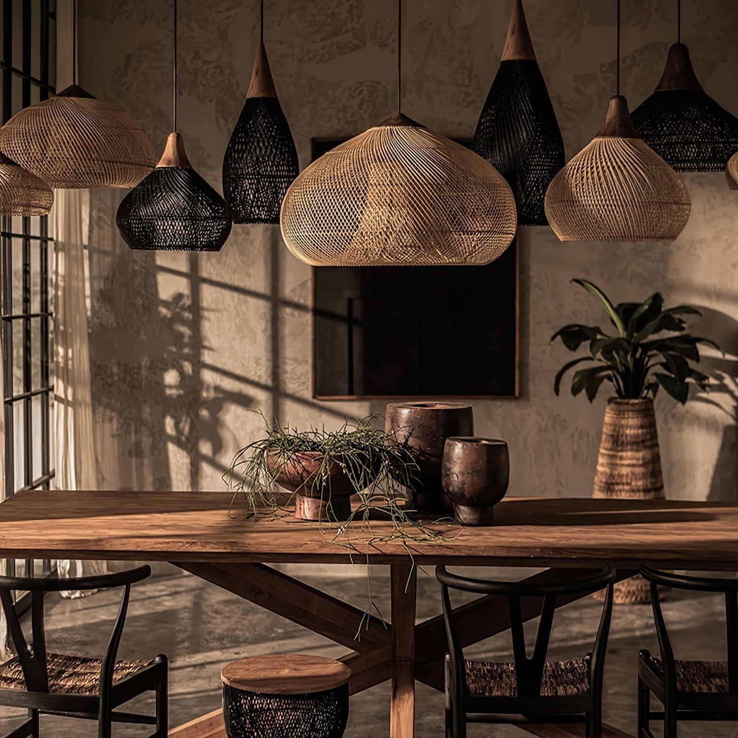 Evelyn Braided Rattan Livingroom Pendant Lamp - Lamp Copper