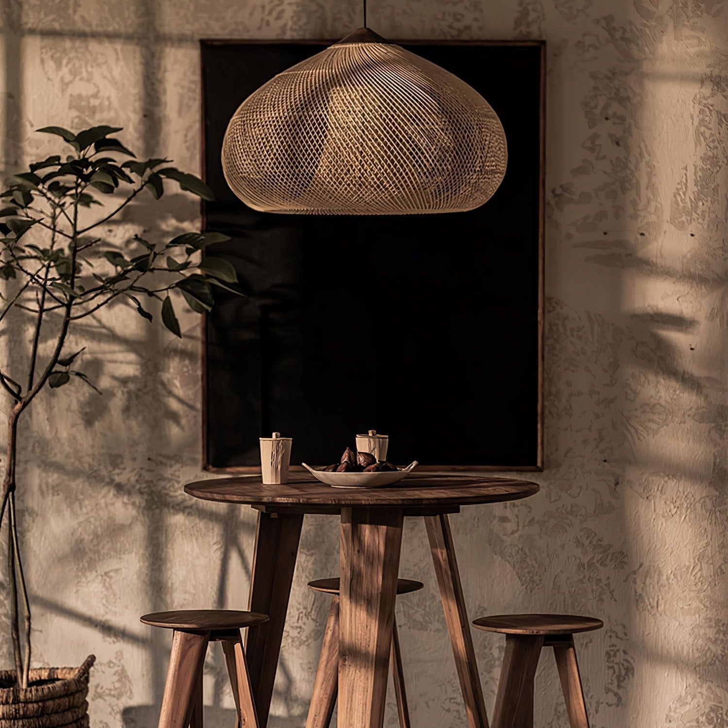 Evelyn Braided Rattan Livingroom Pendant Lamp - Lamp Copper