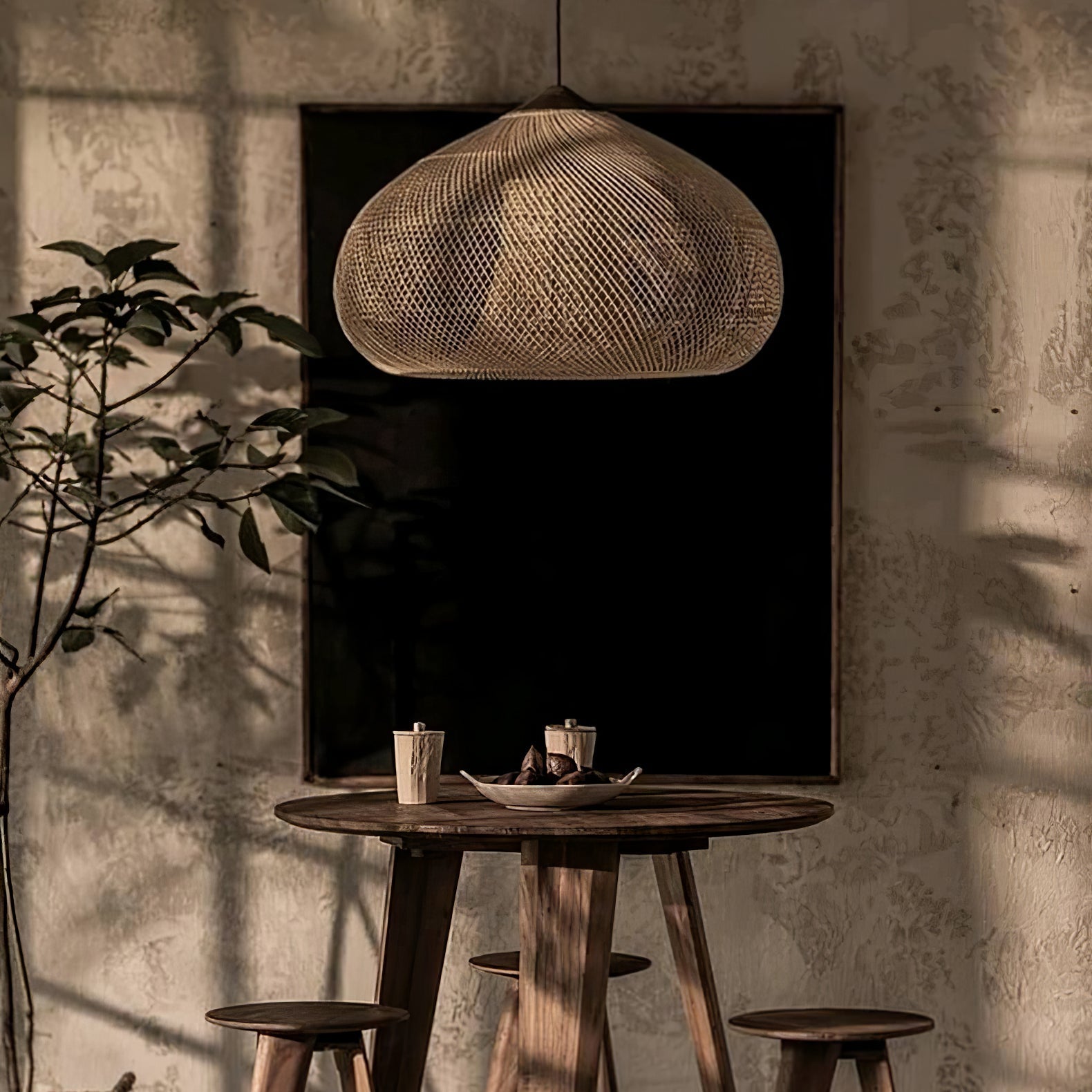 Evelyn Braided Rattan Livingroom Pendant Lamp - Lamp Copper