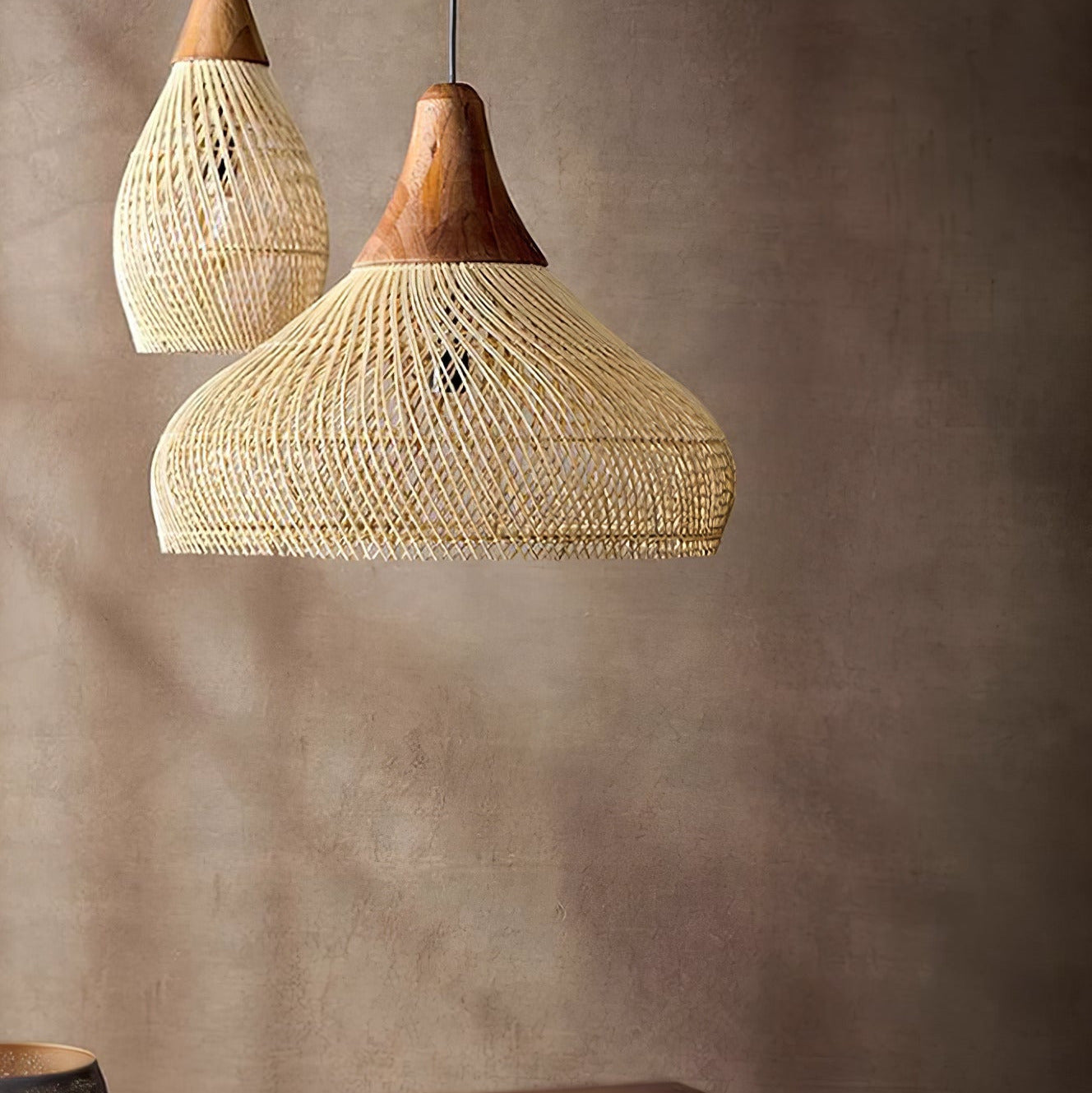 Evelyn Braided Rattan Livingroom Pendant Lamp - Lamp Copper