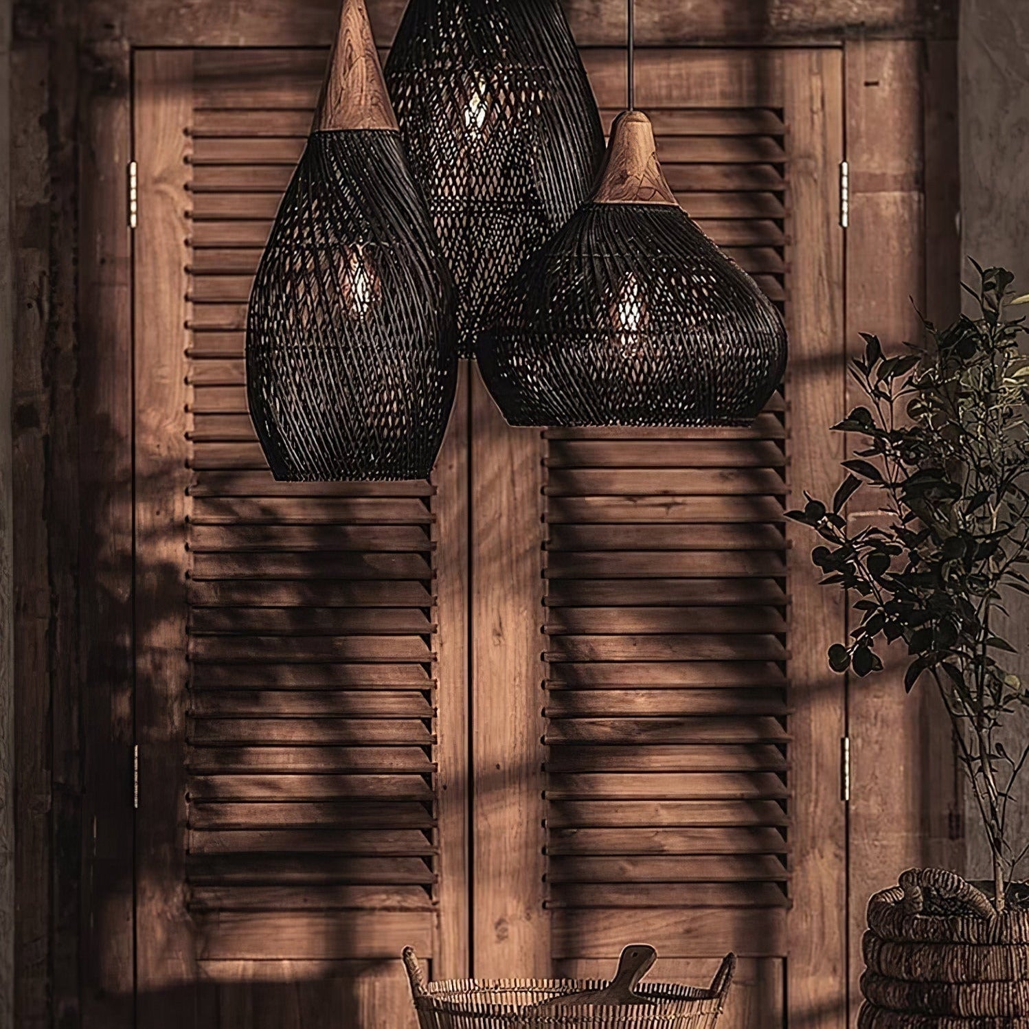 Evelyn Braided Rattan Livingroom Pendant Lamp - Lamp Copper