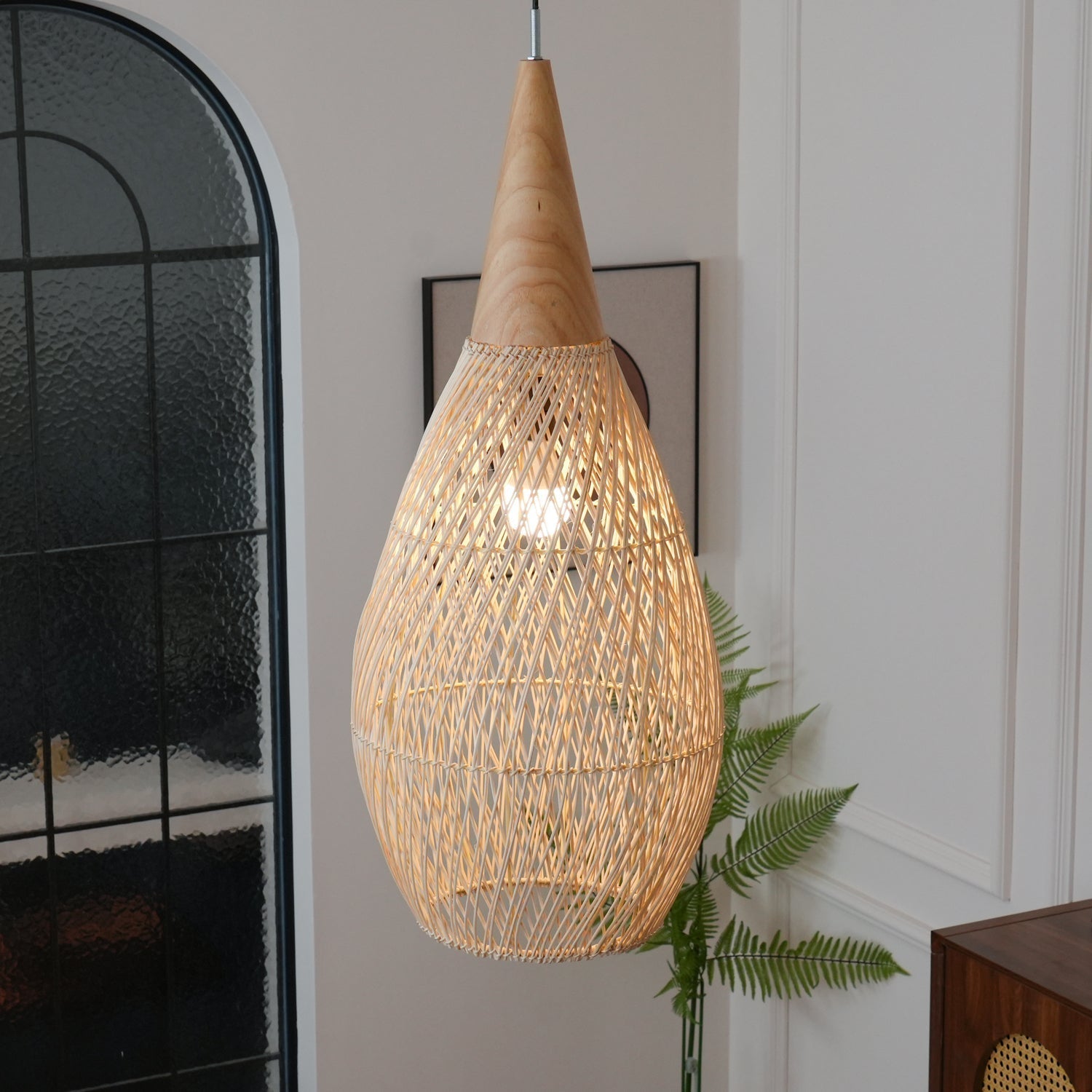Evelyn Braided Rattan Livingroom Pendant Lamp - Lamp Copper