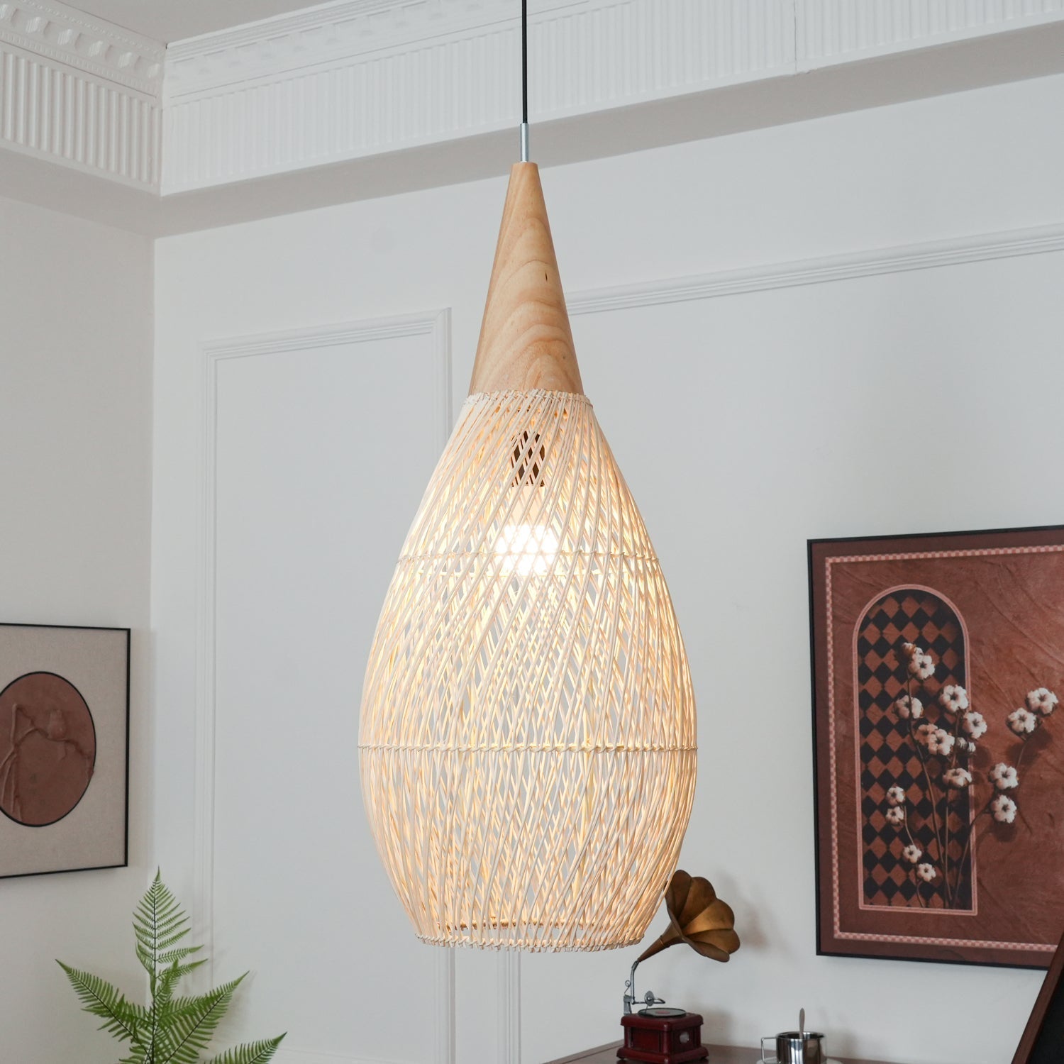 Evelyn Braided Rattan Livingroom Pendant Lamp - Lamp Copper