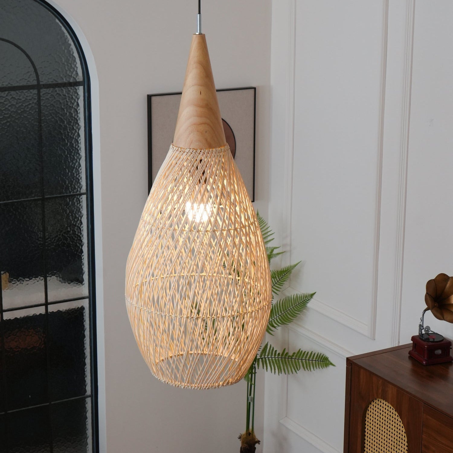 Evelyn Braided Rattan Livingroom Pendant Lamp - Lamp Copper