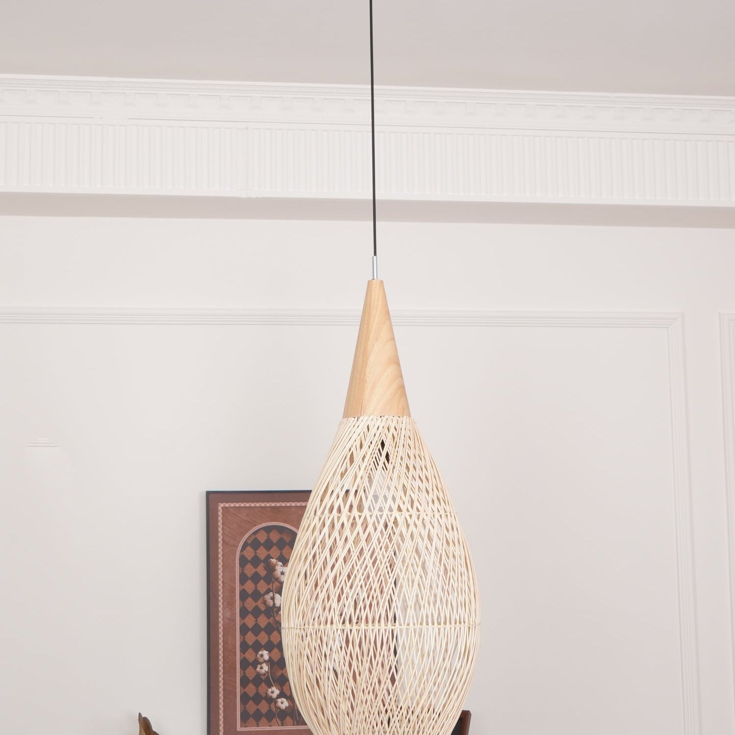 Evelyn Braided Rattan Livingroom Pendant Lamp - Lamp Copper