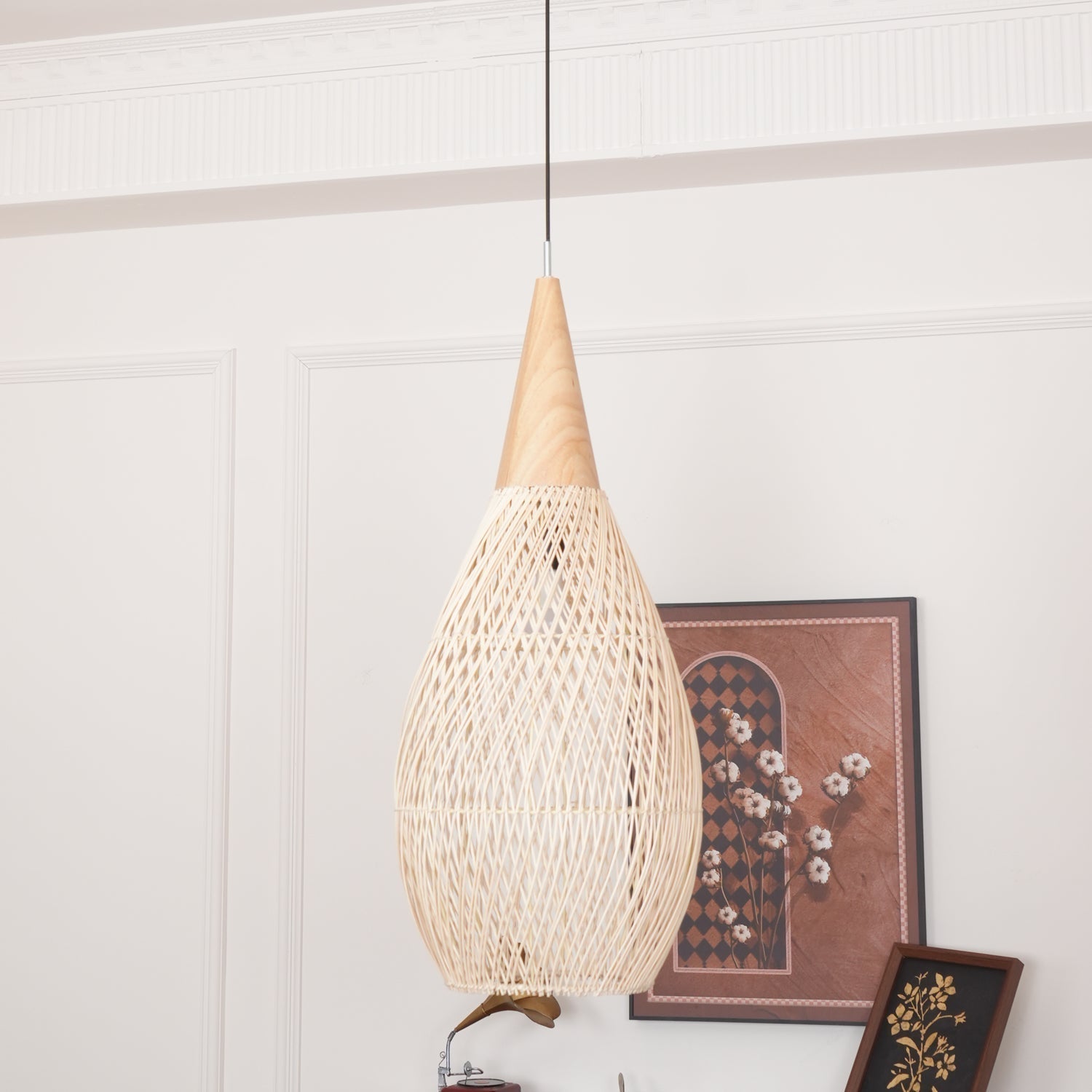 Evelyn Braided Rattan Livingroom Pendant Lamp - Lamp Copper