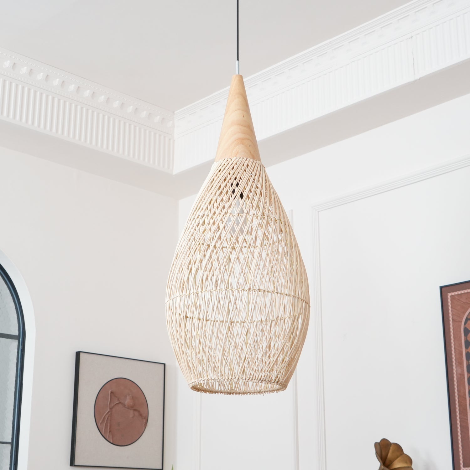 Evelyn Braided Rattan Livingroom Pendant Lamp - Lamp Copper