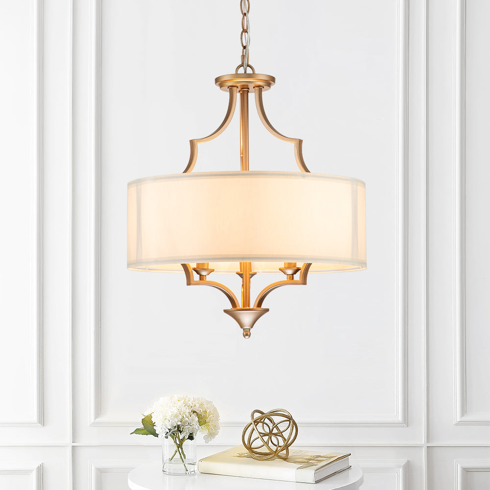 Morke Candle Style Drum Fabric Chandelier - Lamp Copper