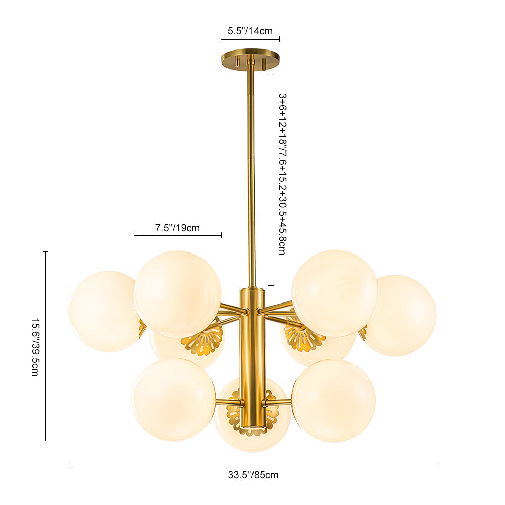 Ostulix Daisy Sputnik Opal Glass Chandelier - Lamp Copper