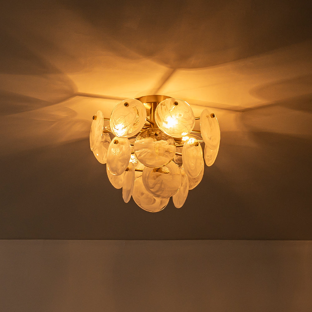 Kospa Modern Opal Swirl Glass Semi Flush Chandelier - Lamp Copper