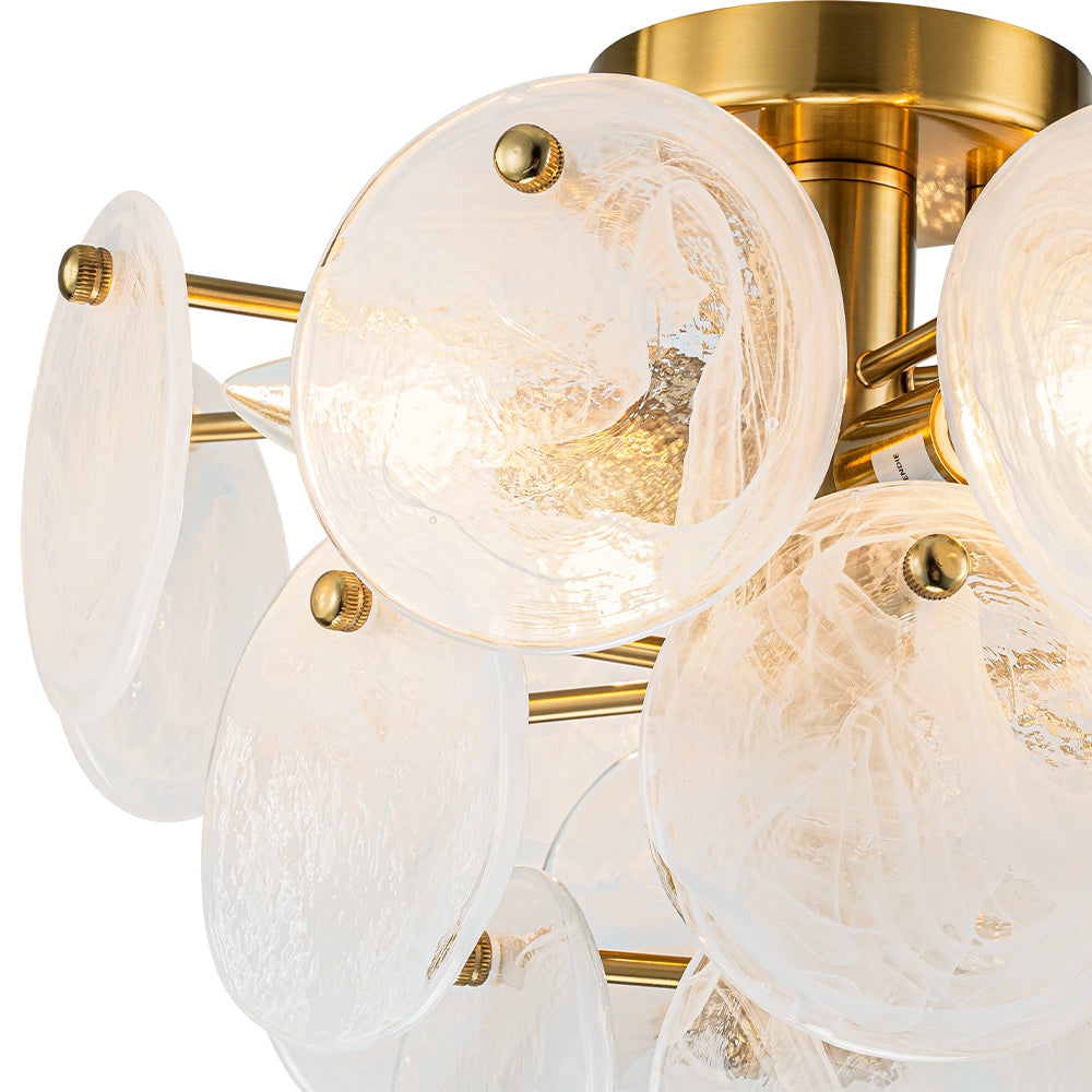 Kospa Modern Opal Swirl Glass Semi Flush Chandelier - Lamp Copper
