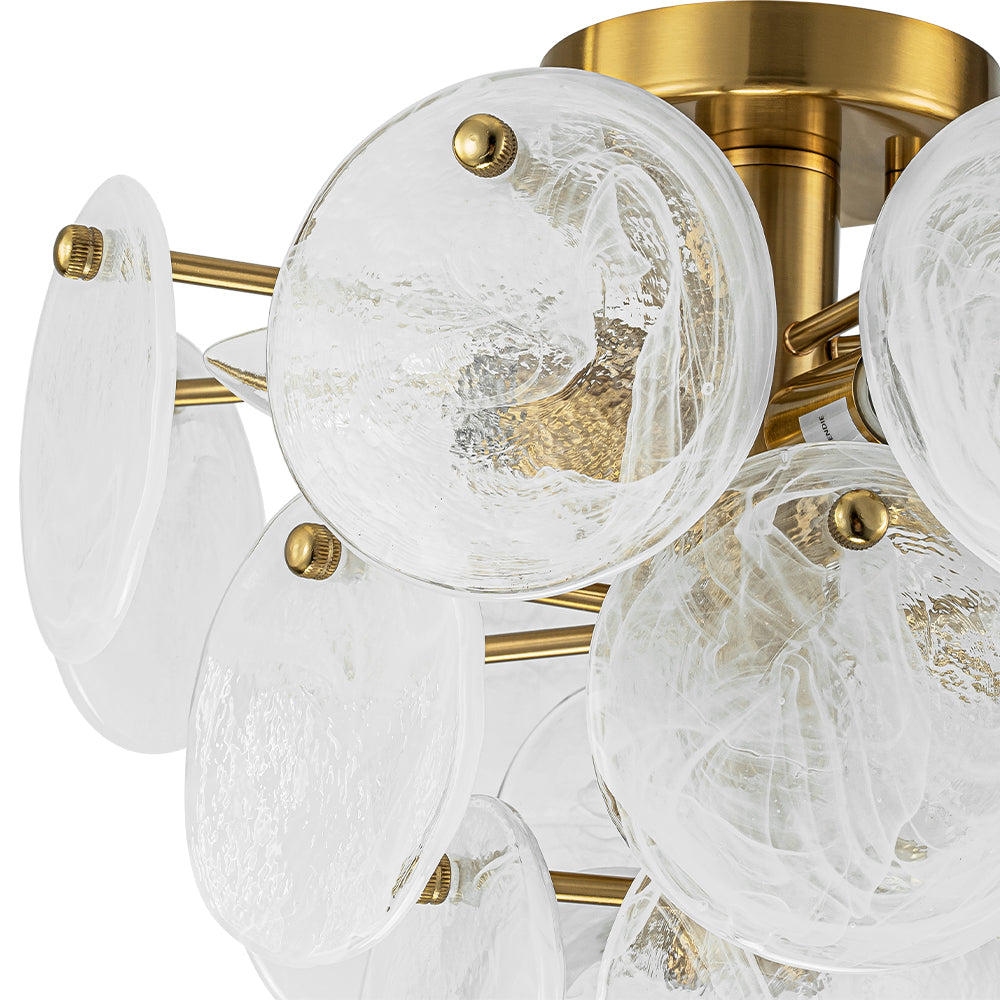 Kospa Modern Opal Swirl Glass Semi Flush Chandelier - Lamp Copper