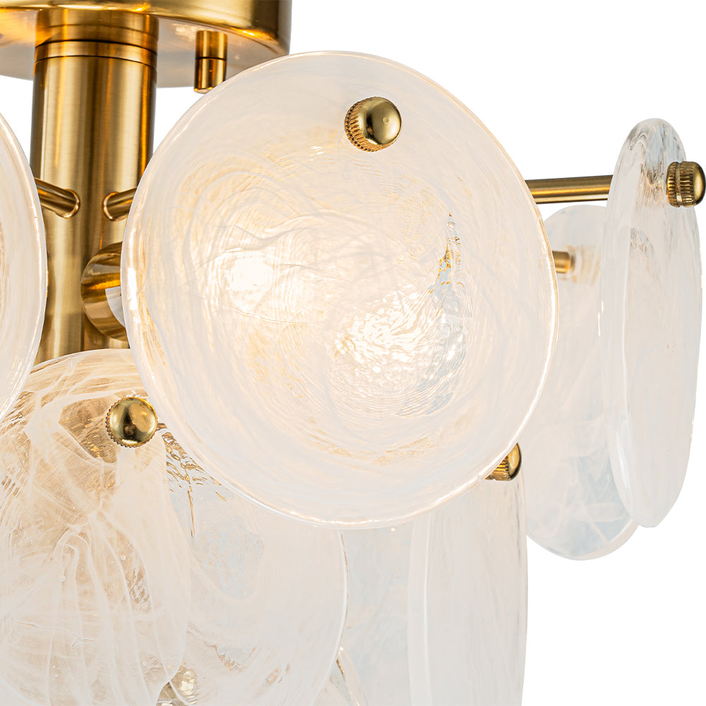 Kospa Modern Opal Swirl Glass Semi Flush Chandelier - Lamp Copper