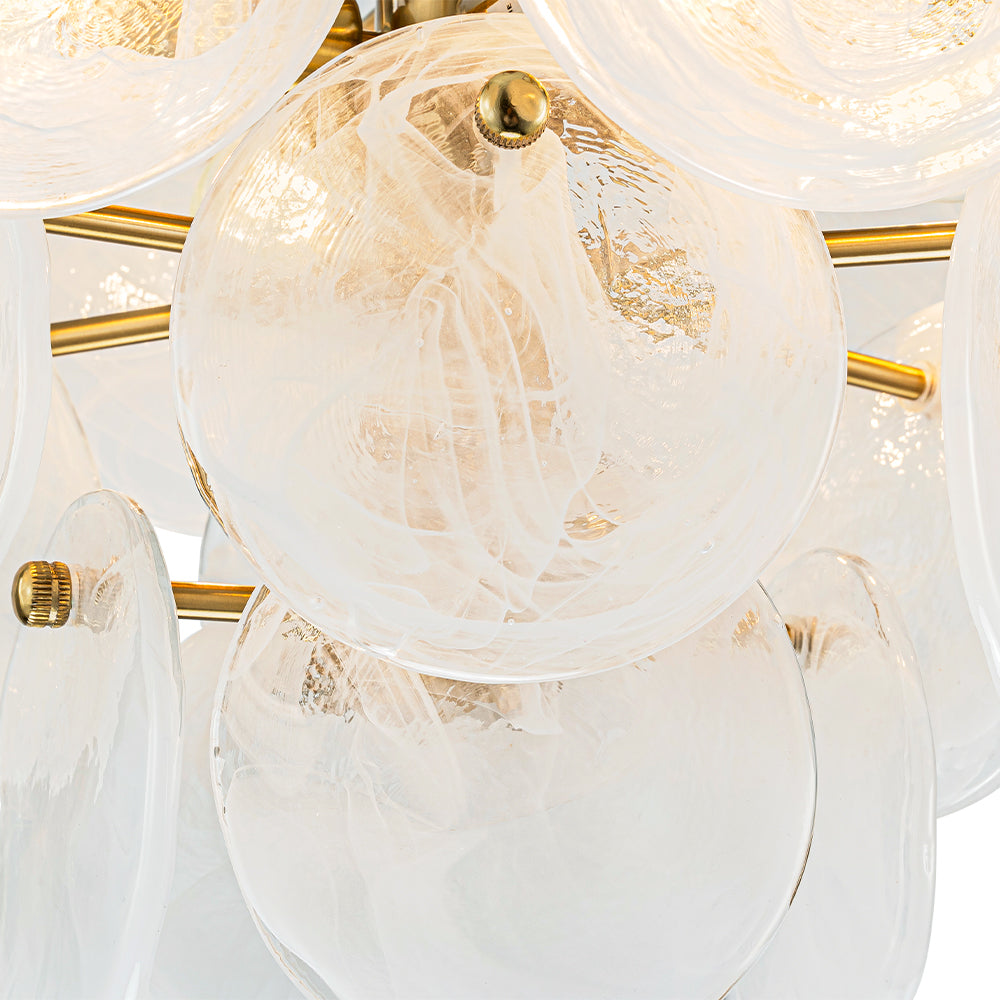 Kospa Modern Opal Swirl Glass Semi Flush Chandelier - Lamp Copper