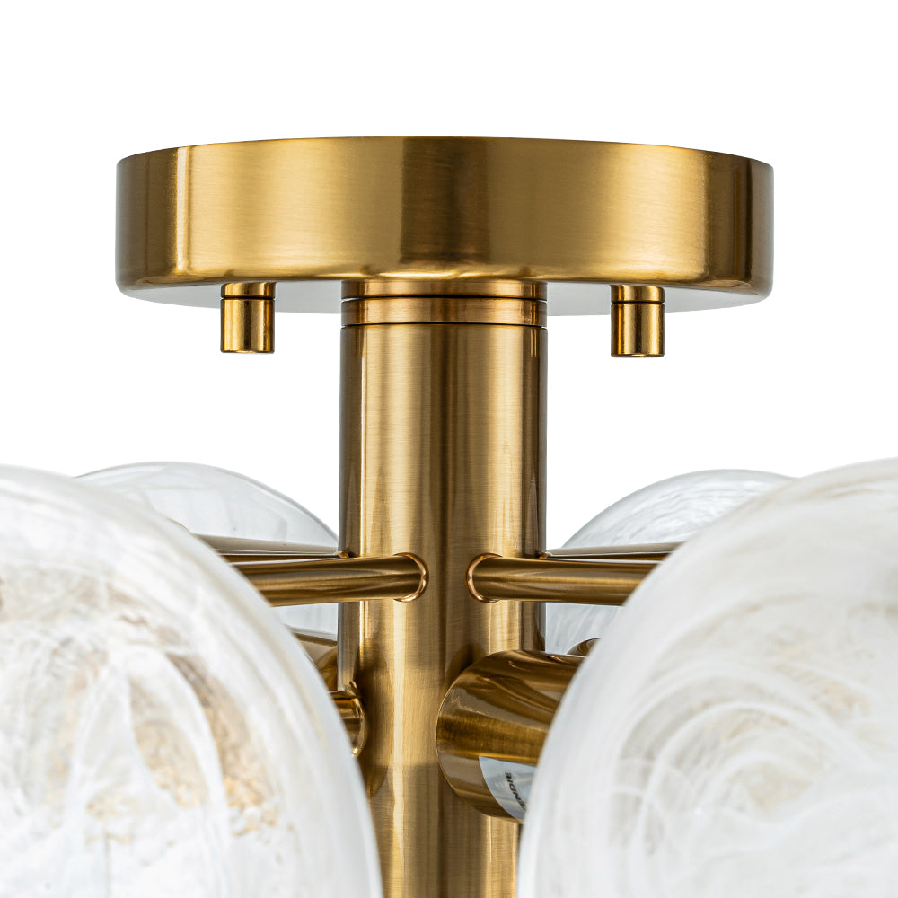 Kospa Modern Opal Swirl Glass Semi Flush Chandelier - Lamp Copper
