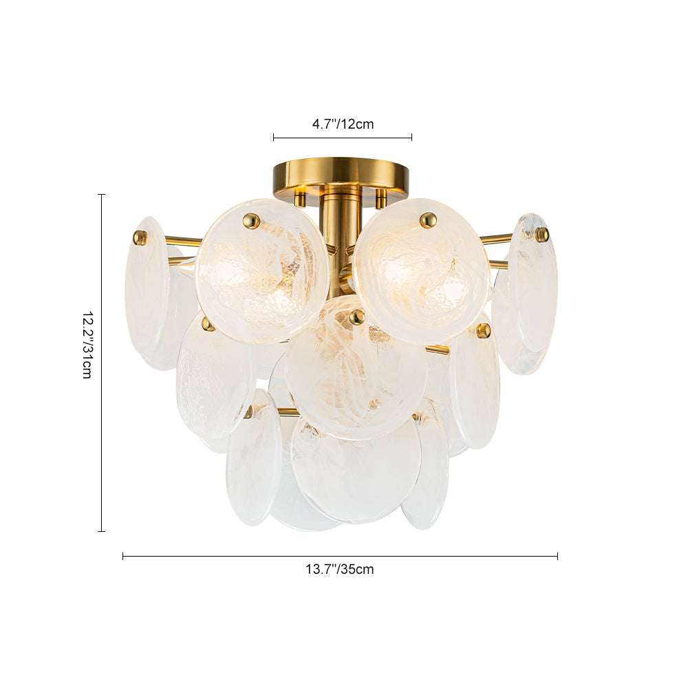 Kospa Modern Opal Swirl Glass Semi Flush Chandelier - Lamp Copper