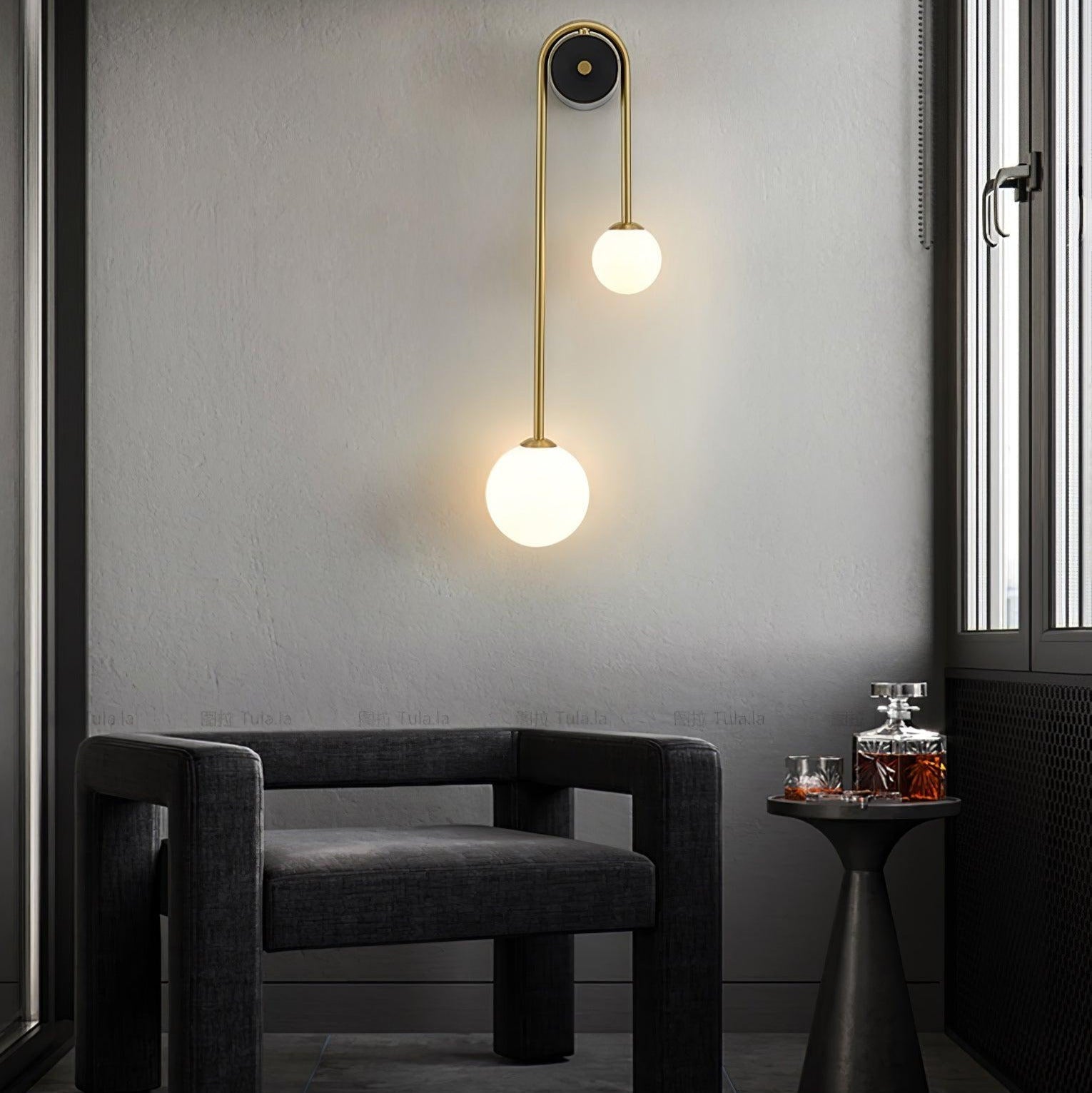 Elaro Brass Arc Wall Light - Lamp Copper