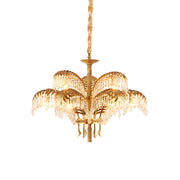 Zenith Luxury Palm Leaf Brass Crystal Chandelier - Lamp Copper