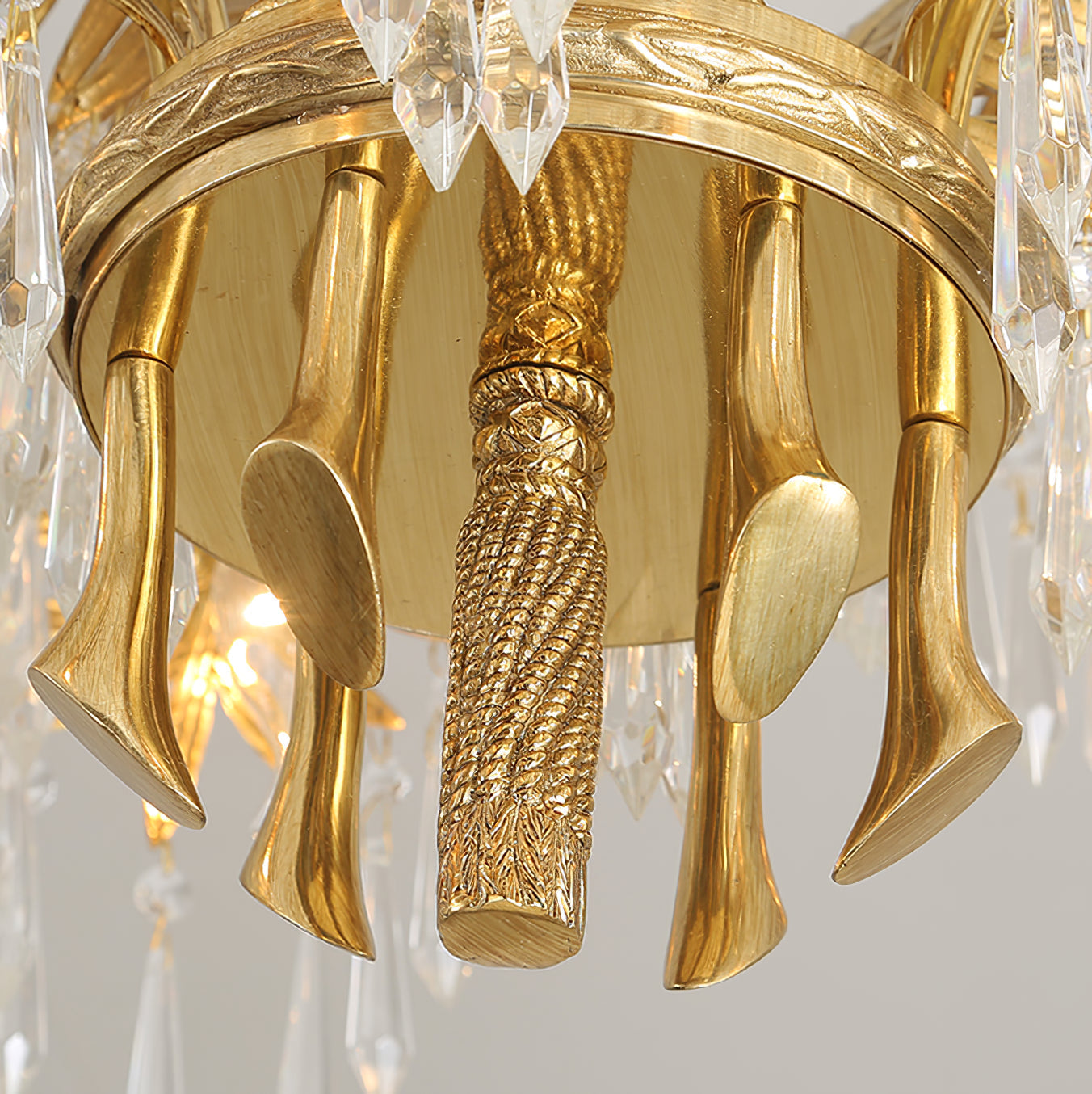 Zenith Luxury Palm Leaf Brass Crystal Chandelier - Lamp Copper