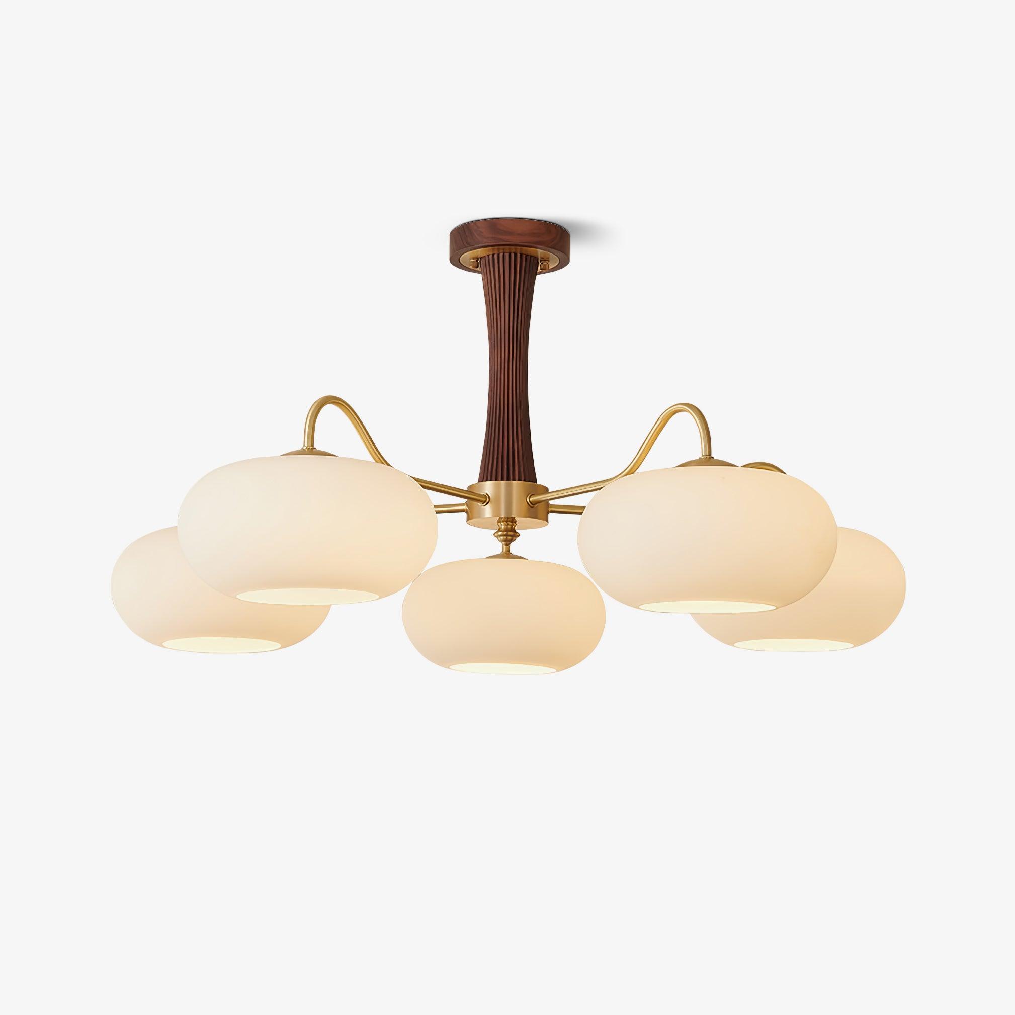 Candy Brass Wooden Glass Persimmon Chandelier - Lamp Copper
