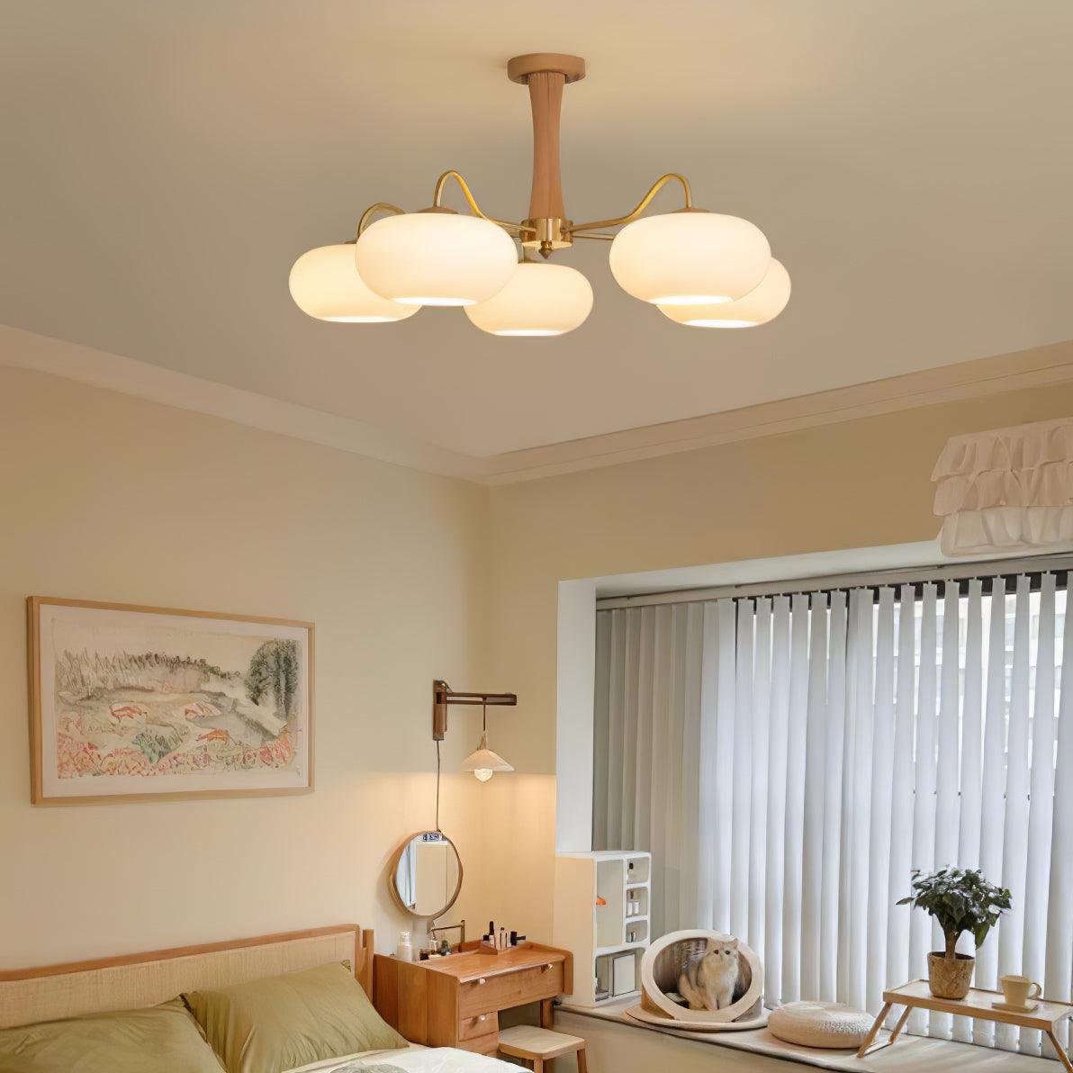 Candy Brass Wooden Glass Persimmon Chandelier - Lamp Copper