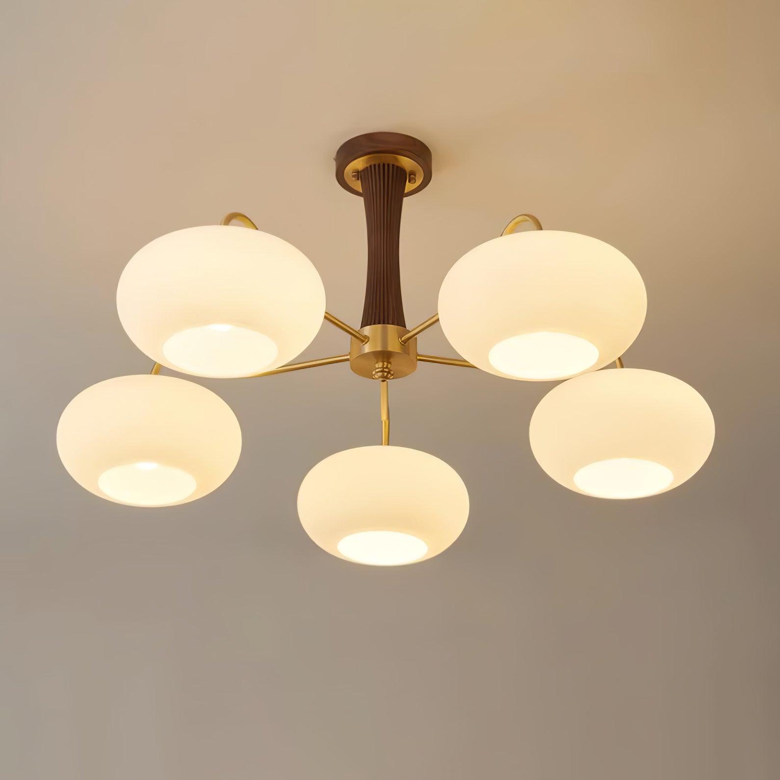 Candy Brass Wooden Glass Persimmon Chandelier - Lamp Copper