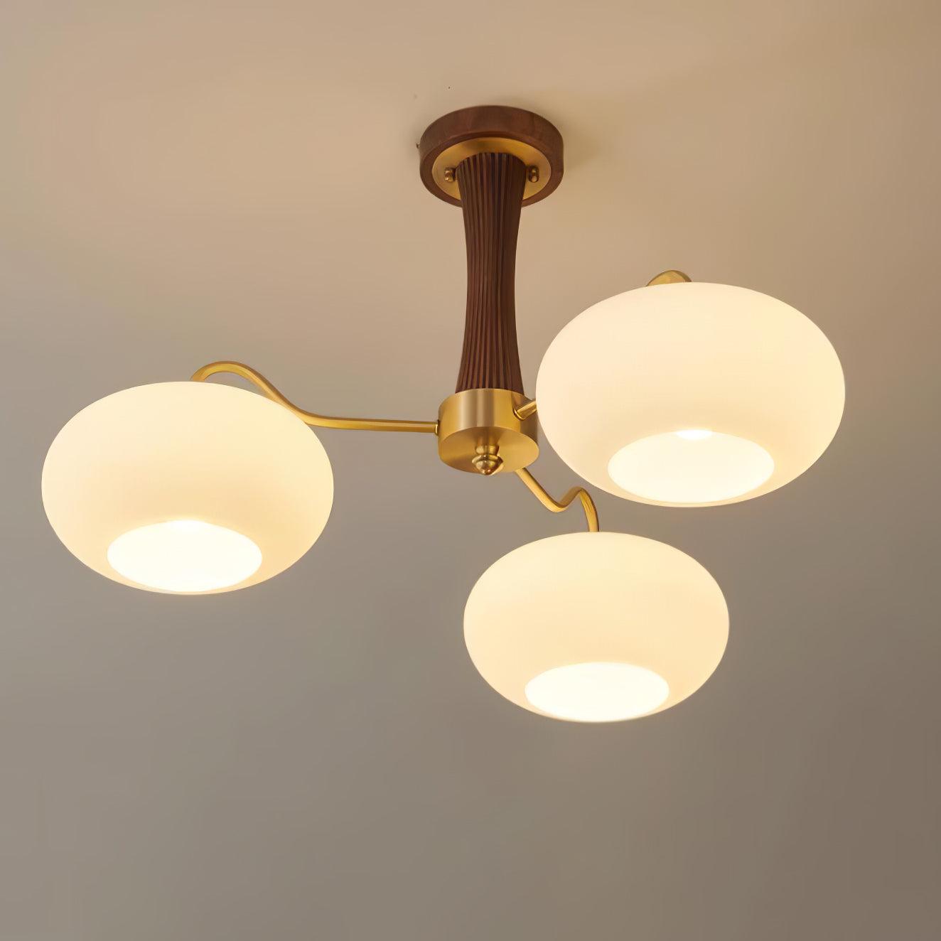 Candy Brass Wooden Glass Persimmon Chandelier - Lamp Copper