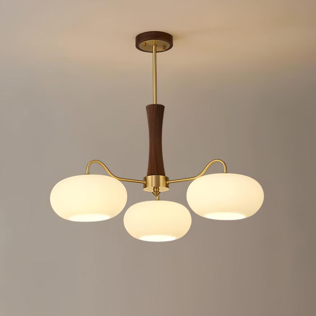 Candy Brass Wooden Glass Persimmon Chandelier - Lamp Copper