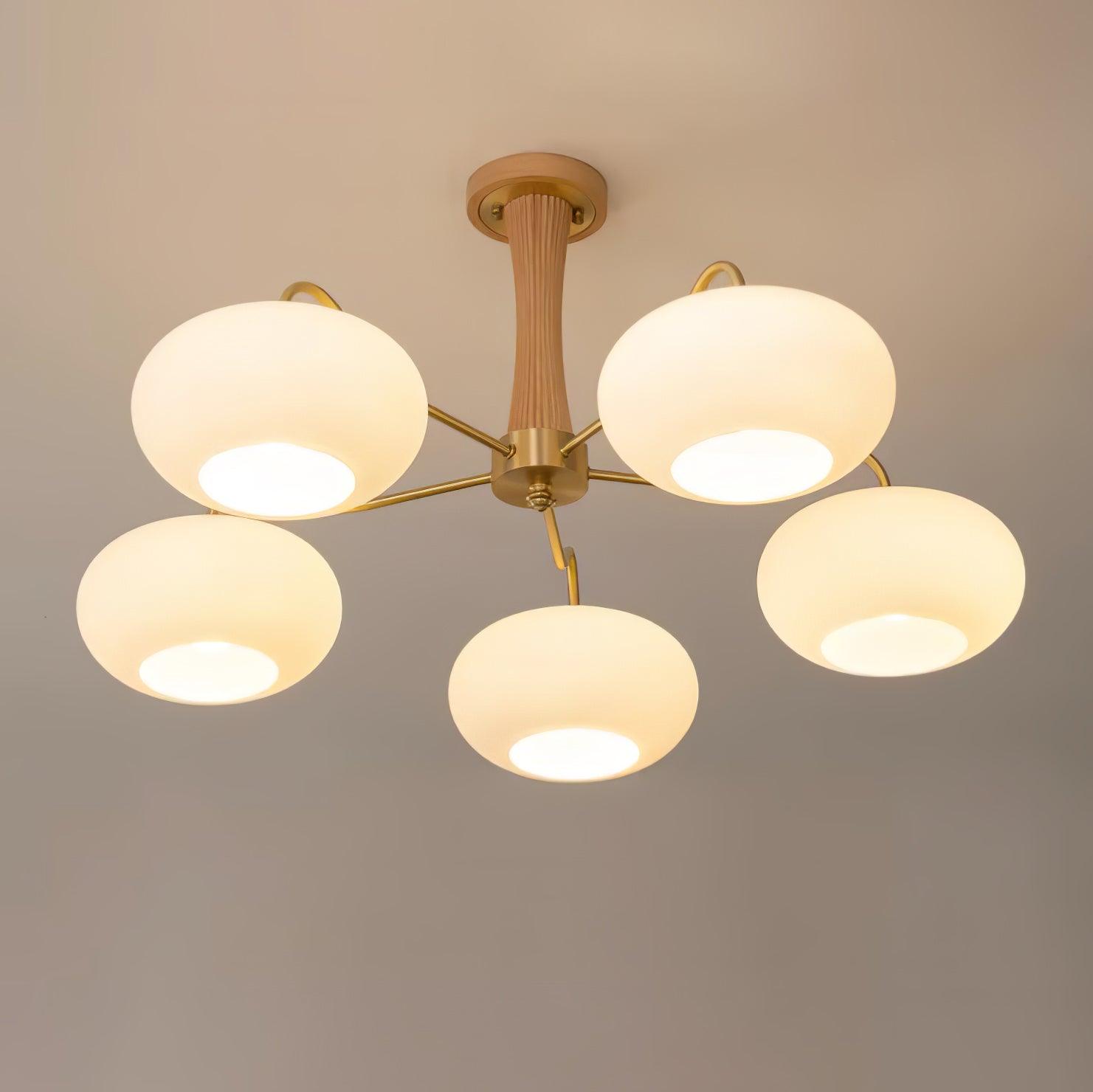 Candy Brass Wooden Glass Persimmon Chandelier - Lamp Copper
