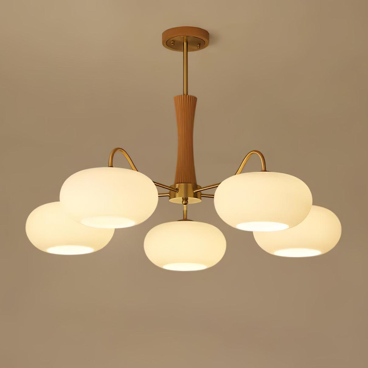 Candy Brass Wooden Glass Persimmon Chandelier - Lamp Copper
