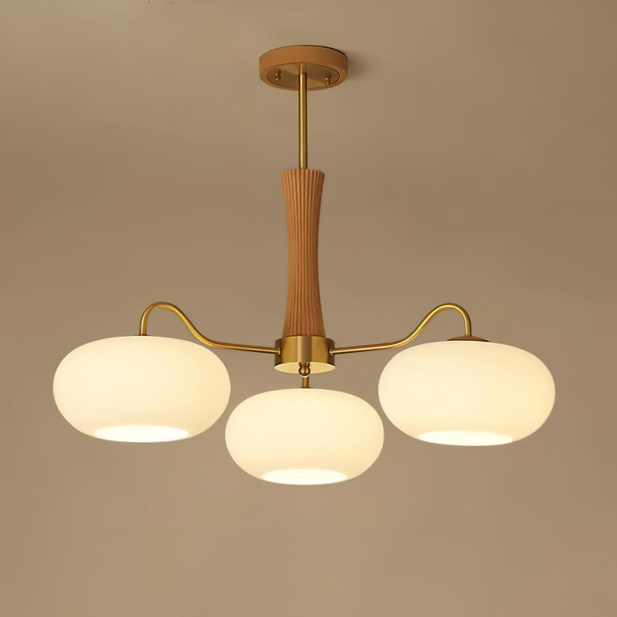 Candy Brass Wooden Glass Persimmon Chandelier - Lamp Copper