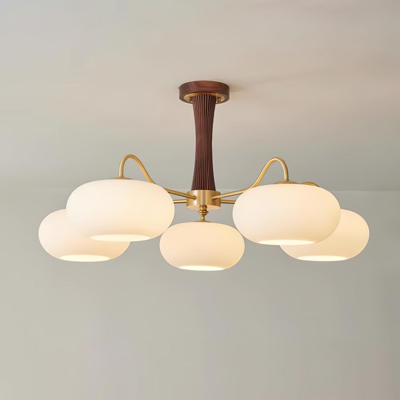 Candy Brass Wooden Glass Persimmon Chandelier - Lamp Copper