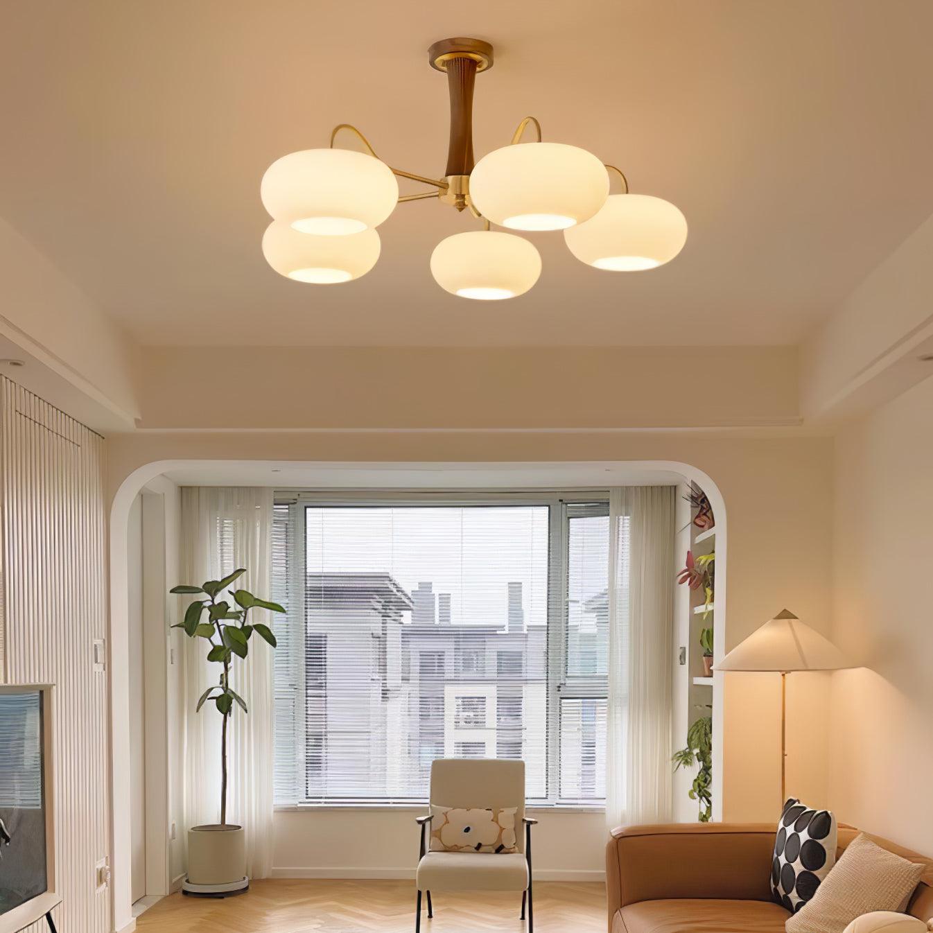 Candy Brass Wooden Glass Persimmon Chandelier - Lamp Copper