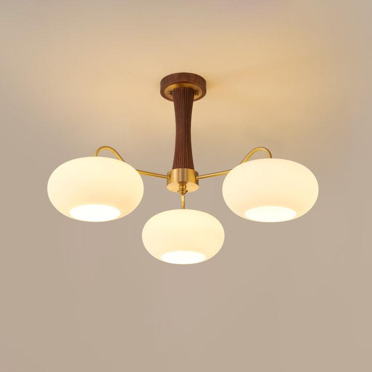 Candy Brass Wooden Glass Persimmon Chandelier - Lamp Copper