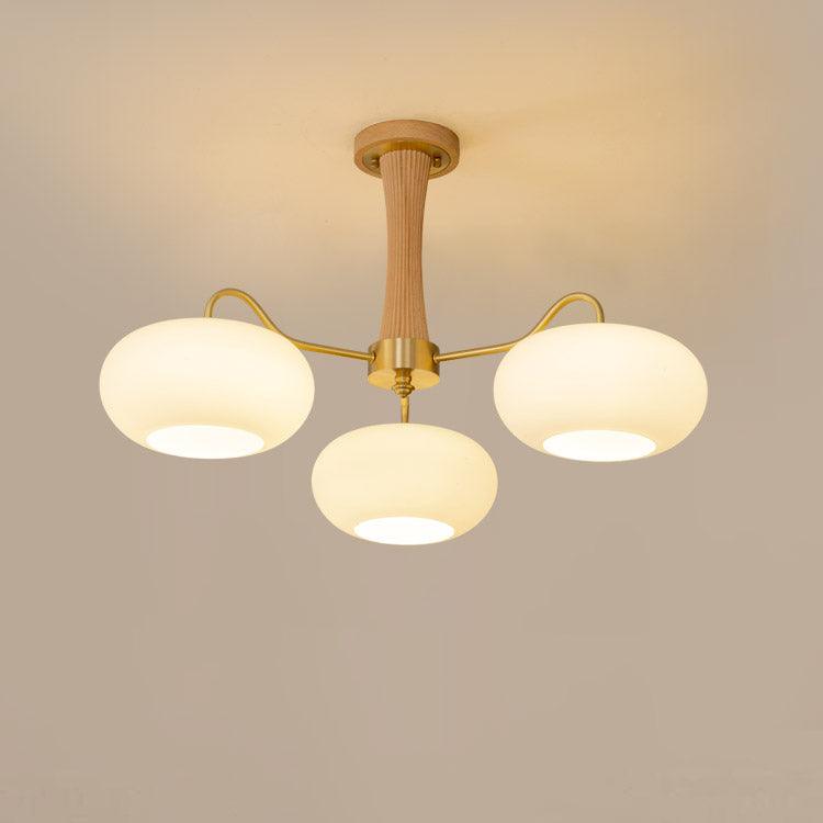 Candy Brass Wooden Glass Persimmon Chandelier - Lamp Copper