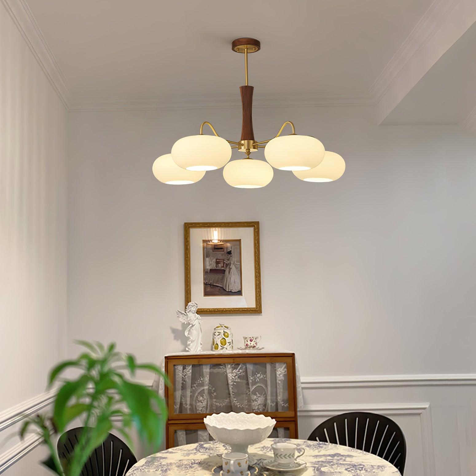 Candy Brass Wooden Glass Persimmon Chandelier - Lamp Copper