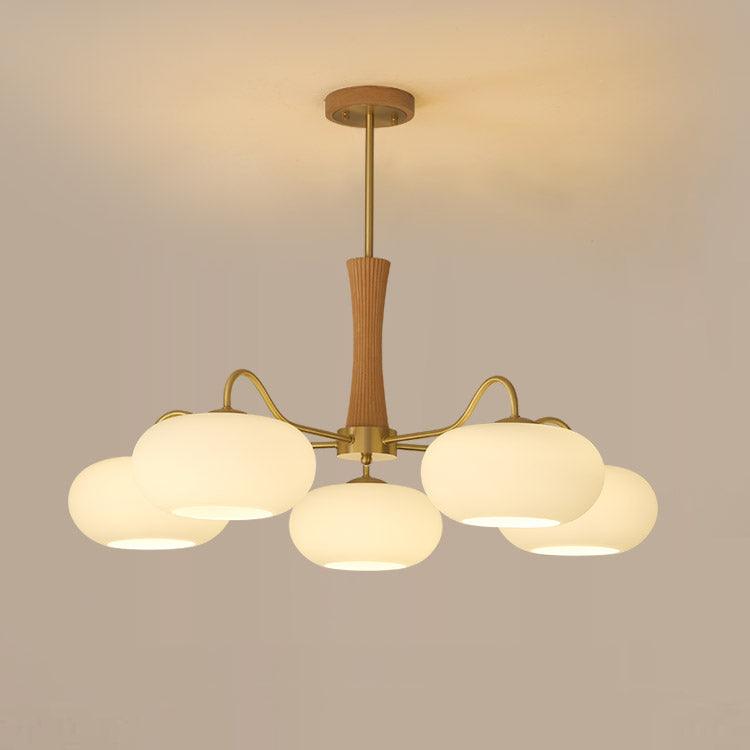 Candy Brass Wooden Glass Persimmon Chandelier - Lamp Copper
