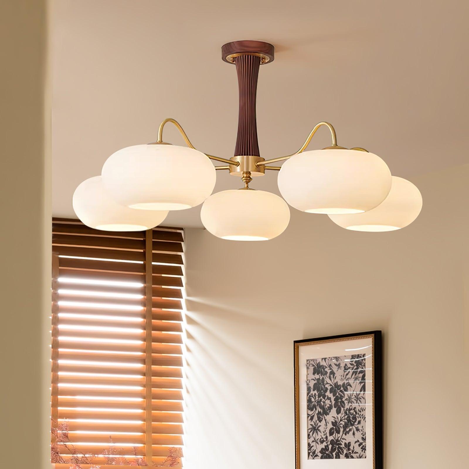 Candy Brass Wooden Glass Persimmon Chandelier - Lamp Copper