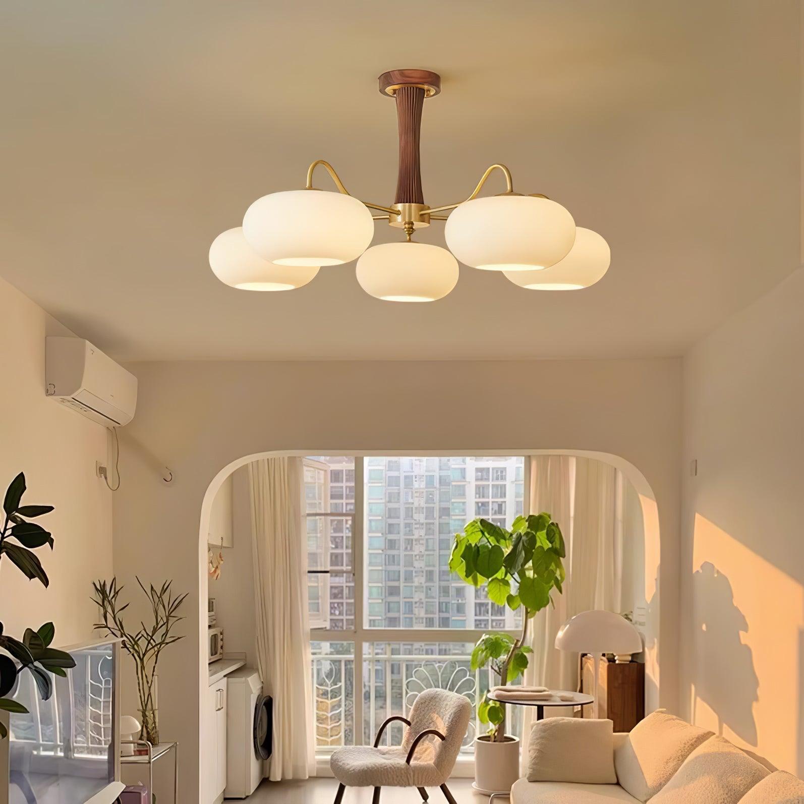 Candy Brass Wooden Glass Persimmon Chandelier - Lamp Copper