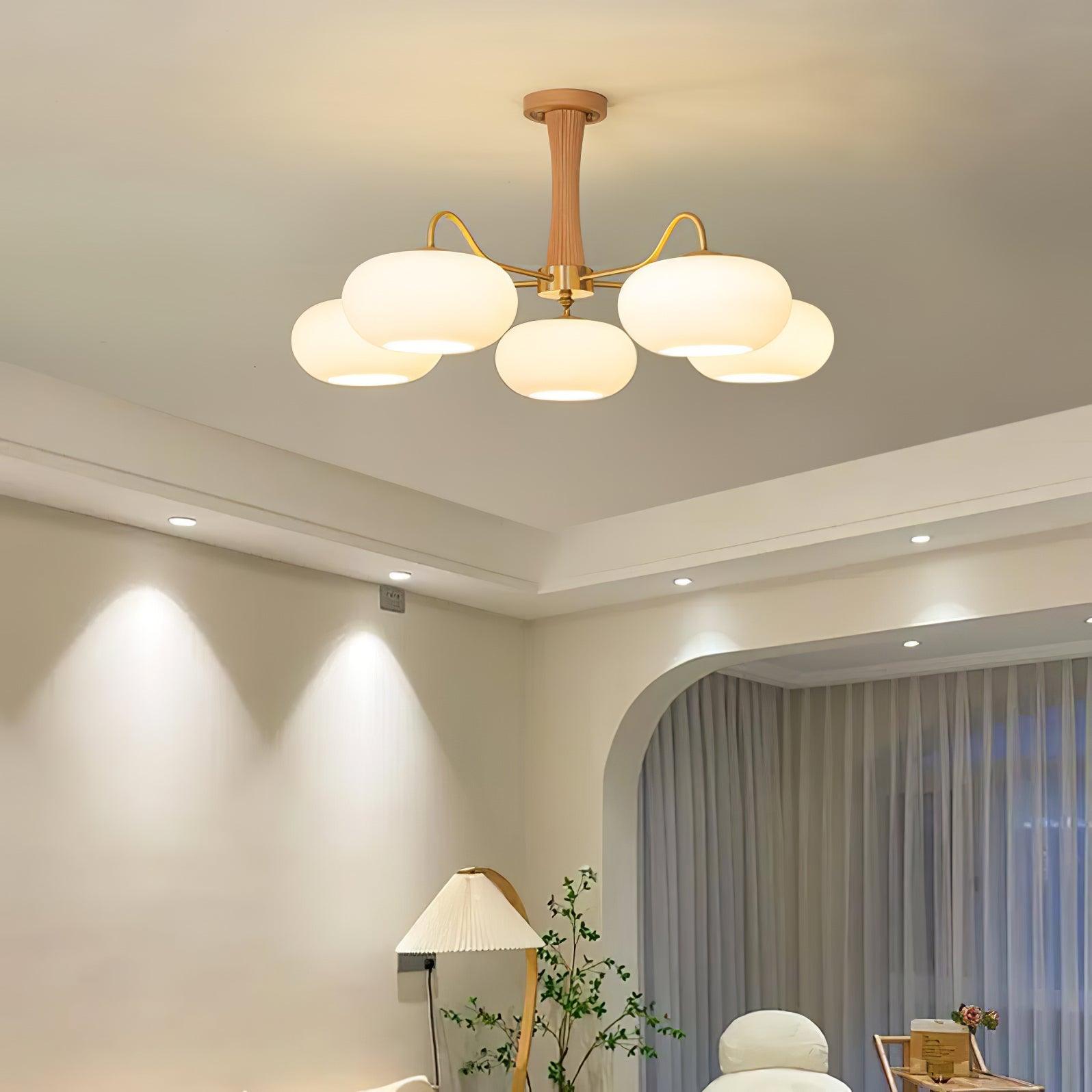 Candy Brass Wooden Glass Persimmon Chandelier - Lamp Copper
