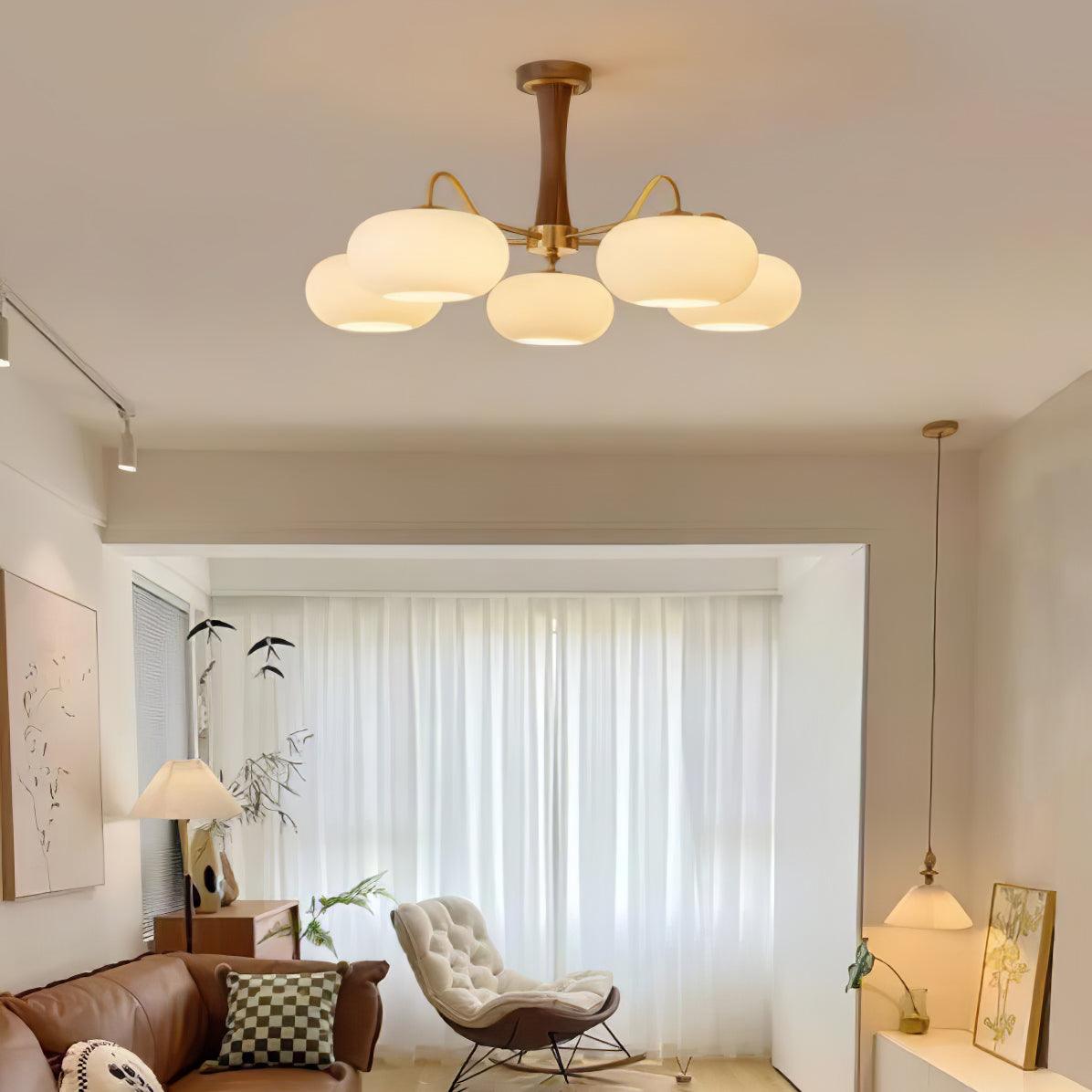 Candy Brass Wooden Glass Persimmon Chandelier - Lamp Copper