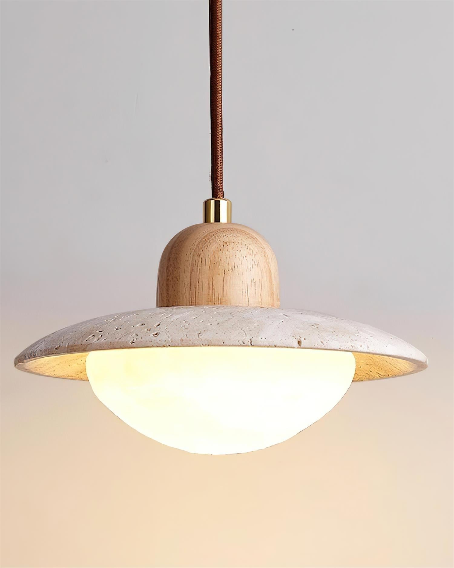Duvio Travertine Pendant Light - Lamp Copper