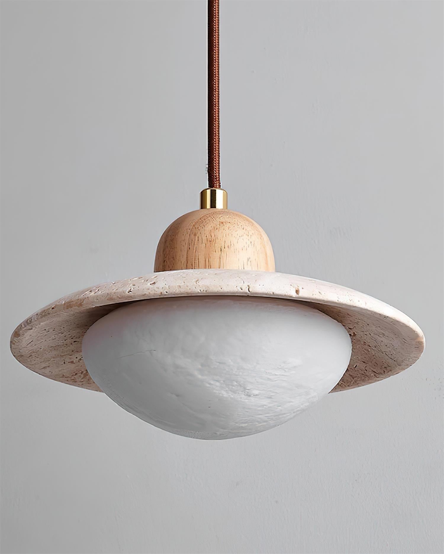 Duvio Travertine Pendant Light - Lamp Copper