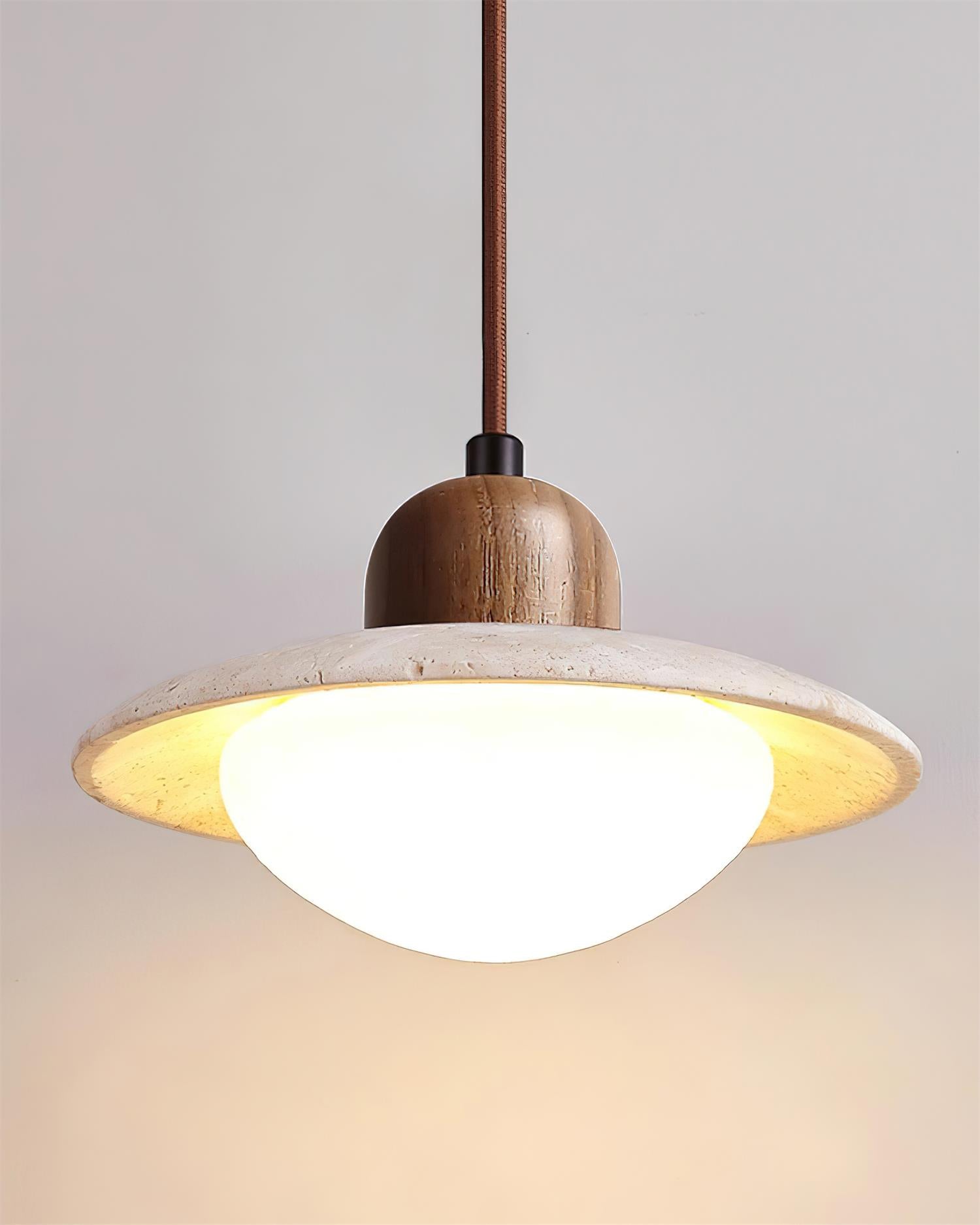 Duvio Travertine Pendant Light - Lamp Copper